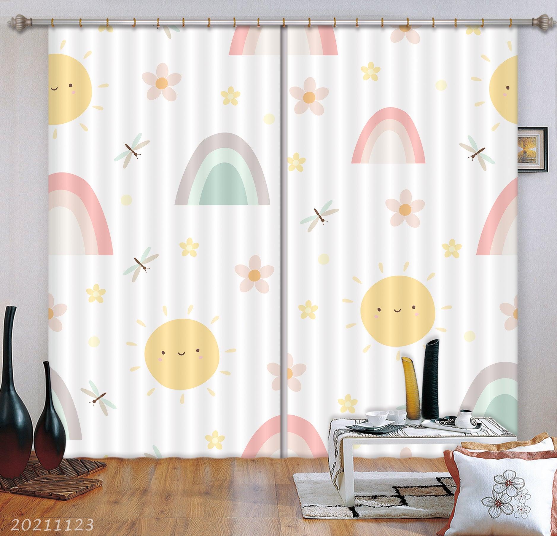 3D Cartoon Sun Rainbow Curtains and Drapes LQH 107- Jess Art Decoration