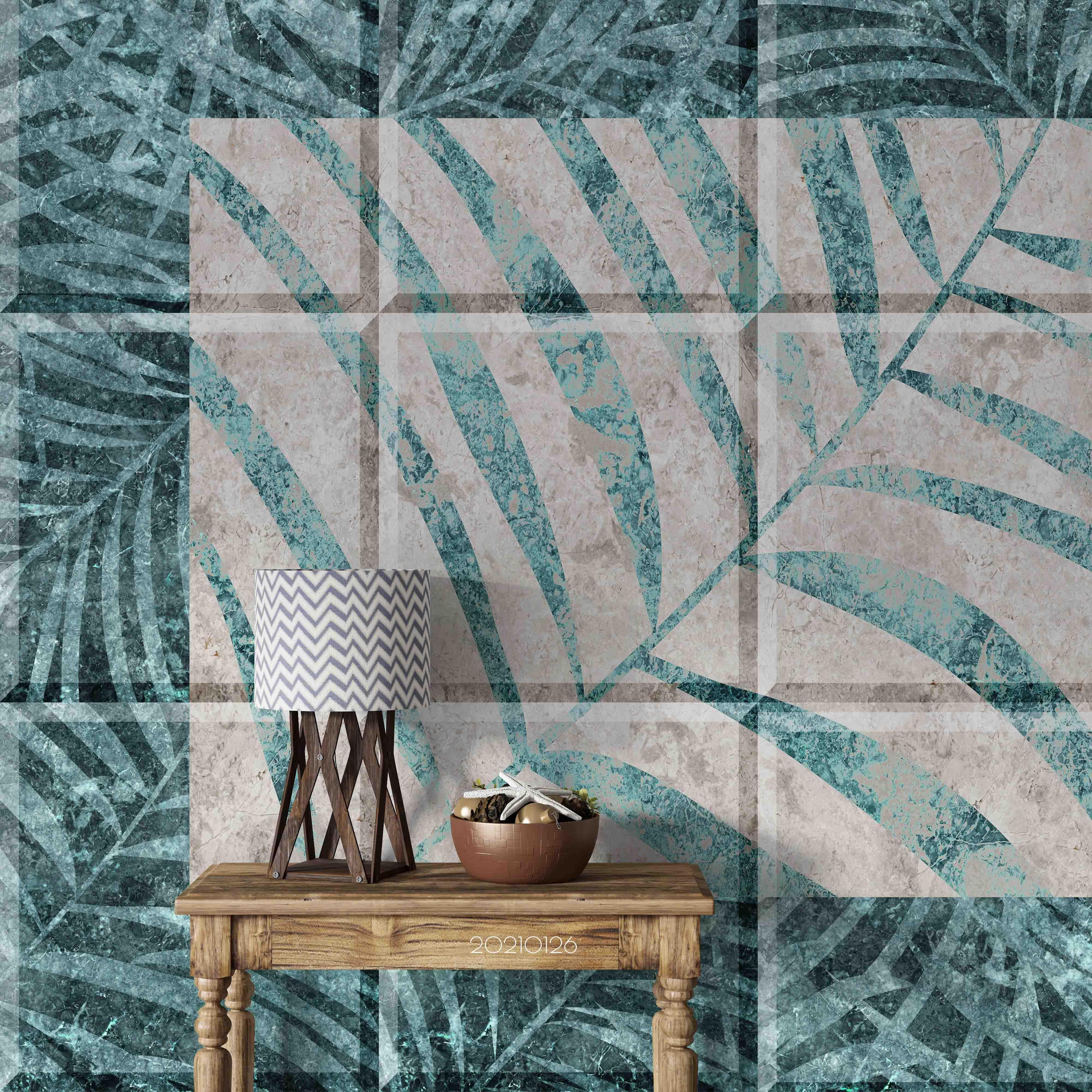 3D Hand Drawn Green Leaf Tile Texture Wall Mural Wallpaper LQH 7- Jess Art Decoration