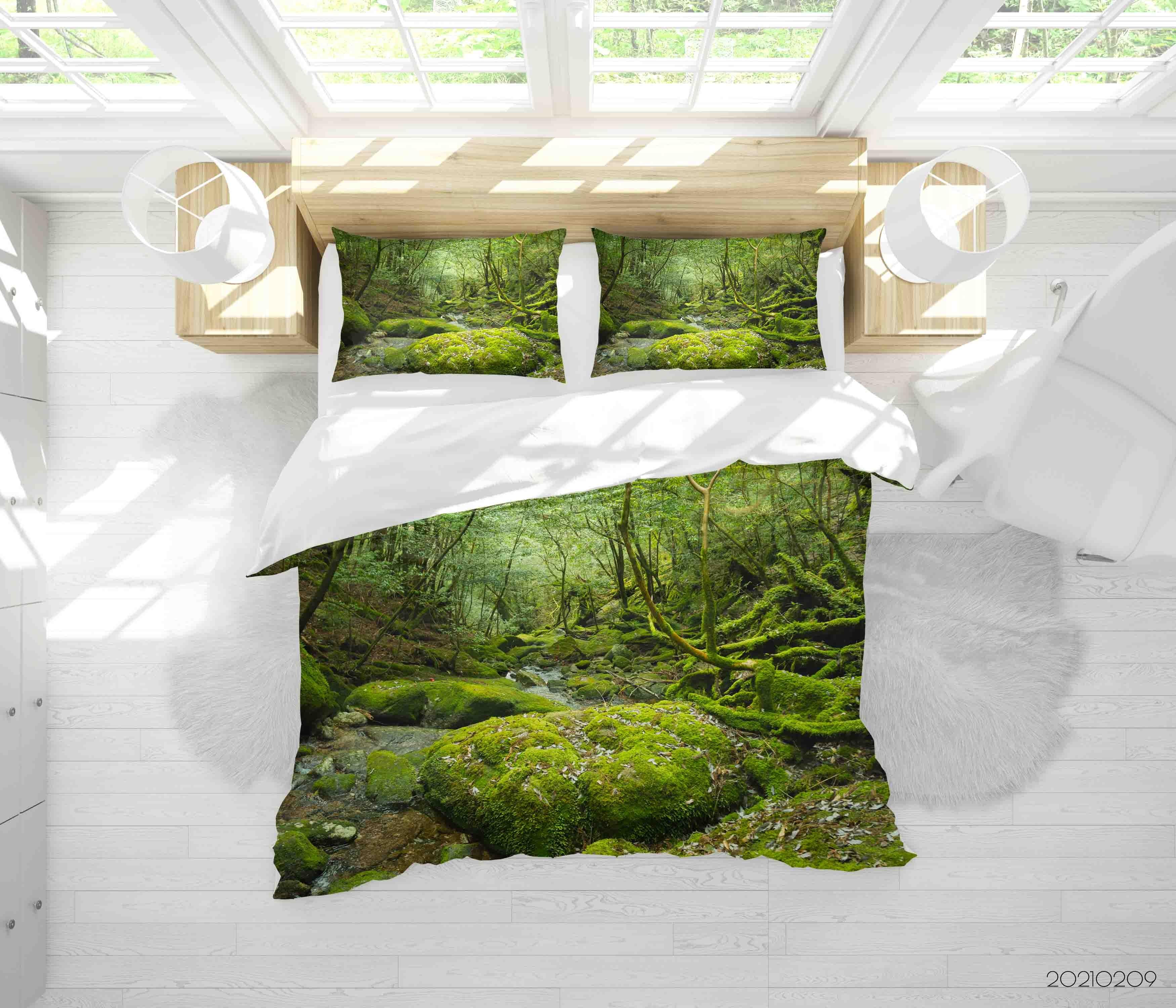 3D Green Forest Landscape Quilt Cover Set Bedding Set Duvet Cover Pillowcases 253- Jess Art Decoration
