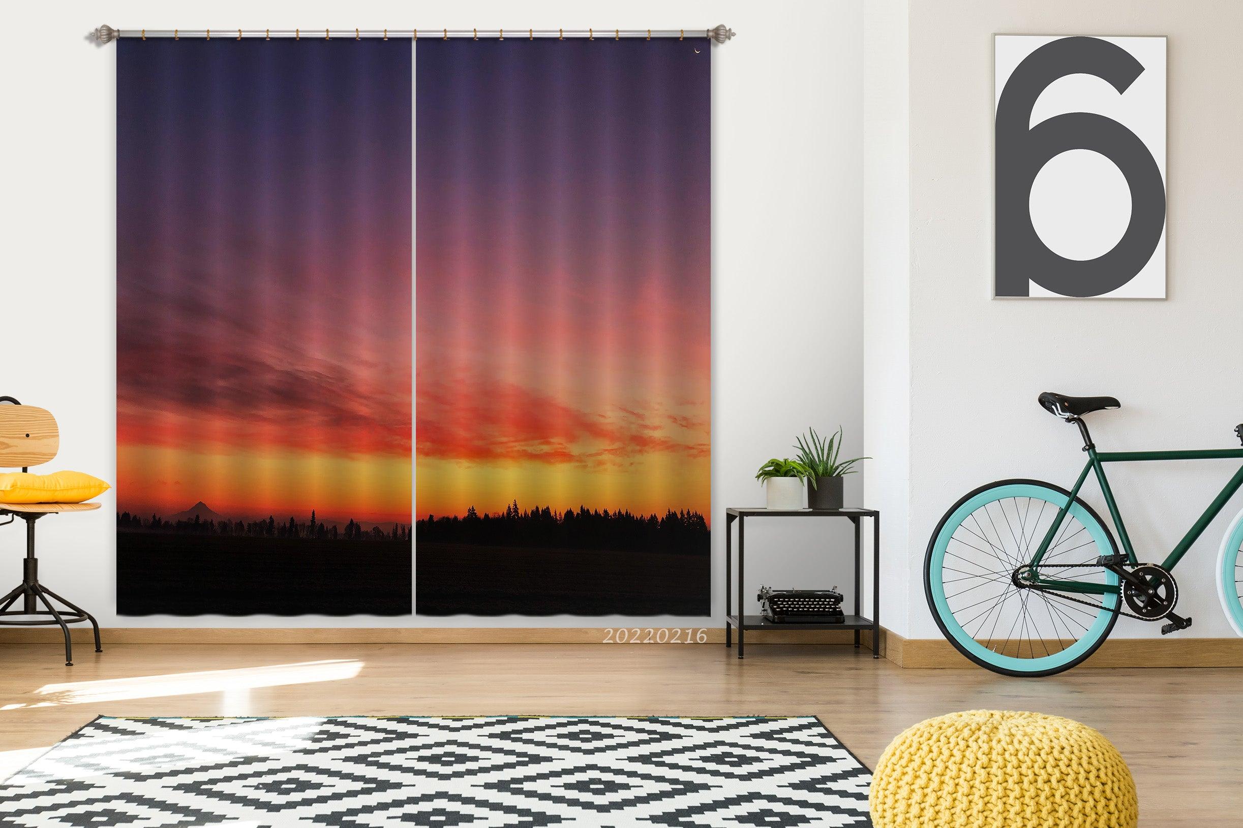 3D Woods Red Sky Cloud Scenery Curtains and Drapes GD 2061- Jess Art Decoration