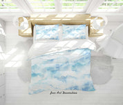 3D Watercolor Blue Sky Cloud Quilt Cover Set Bedding Set Duvet Cover Pillowcases 66- Jess Art Decoration