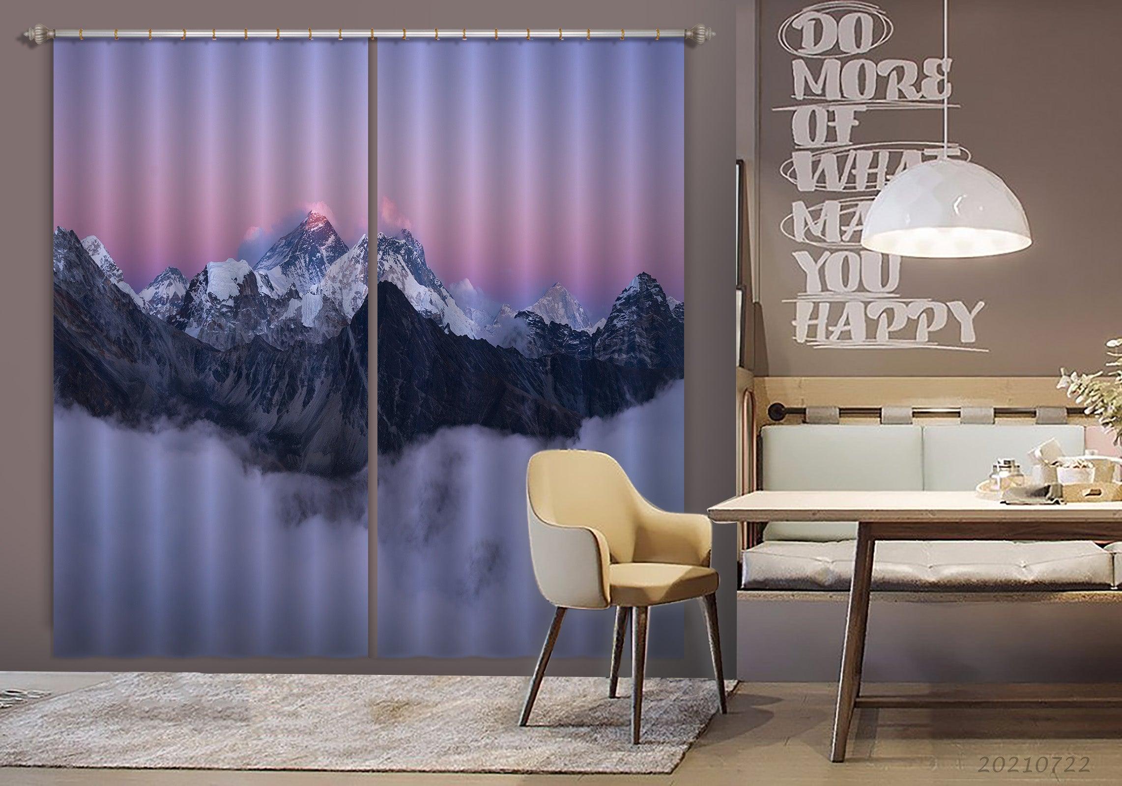 3D Sky Snow Mountain White Mist Landscape Curtains and Drapes LQH 169- Jess Art Decoration