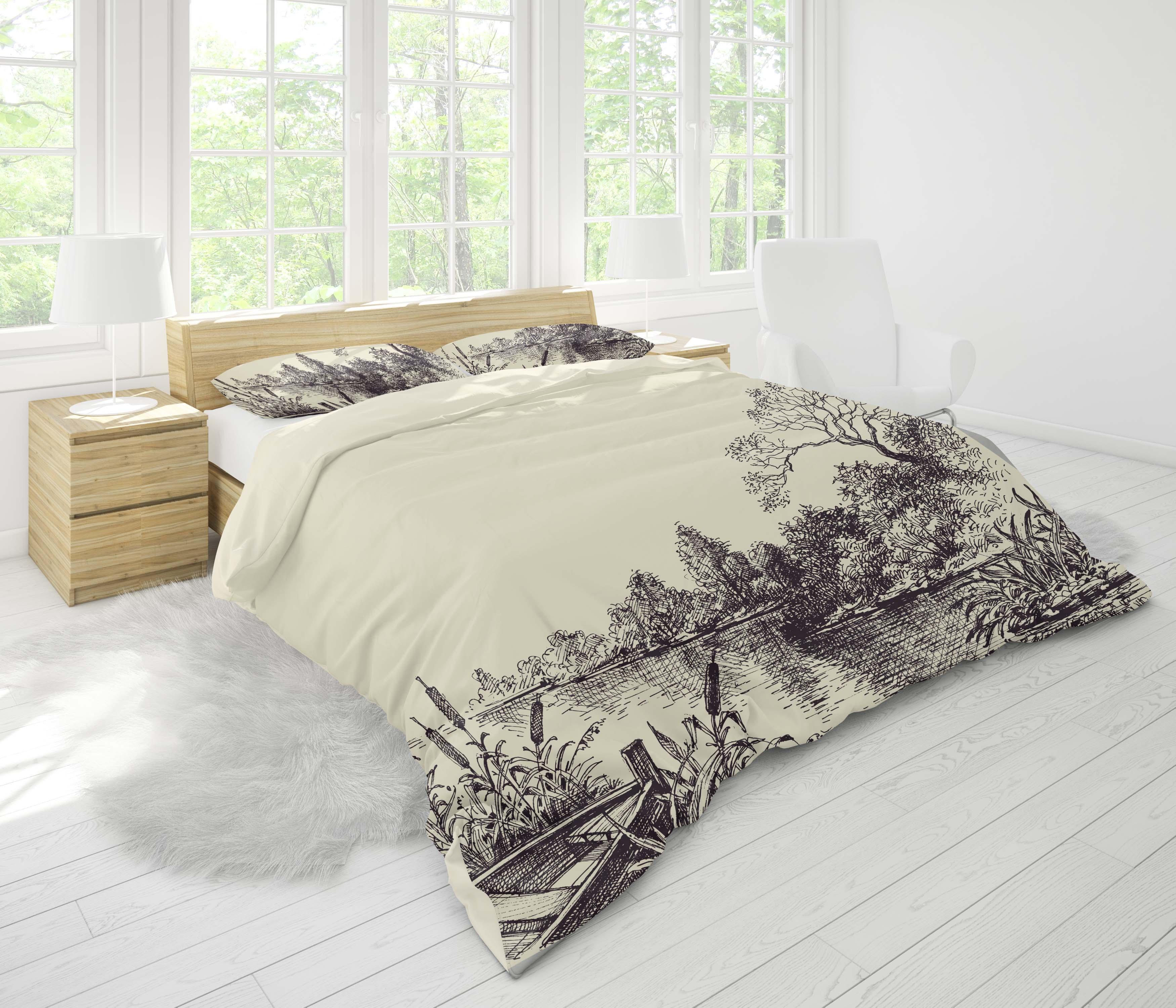 3D Yellow Trees Plants Boat Quilt Cover Set Bedding Set Pillowcases 60- Jess Art Decoration