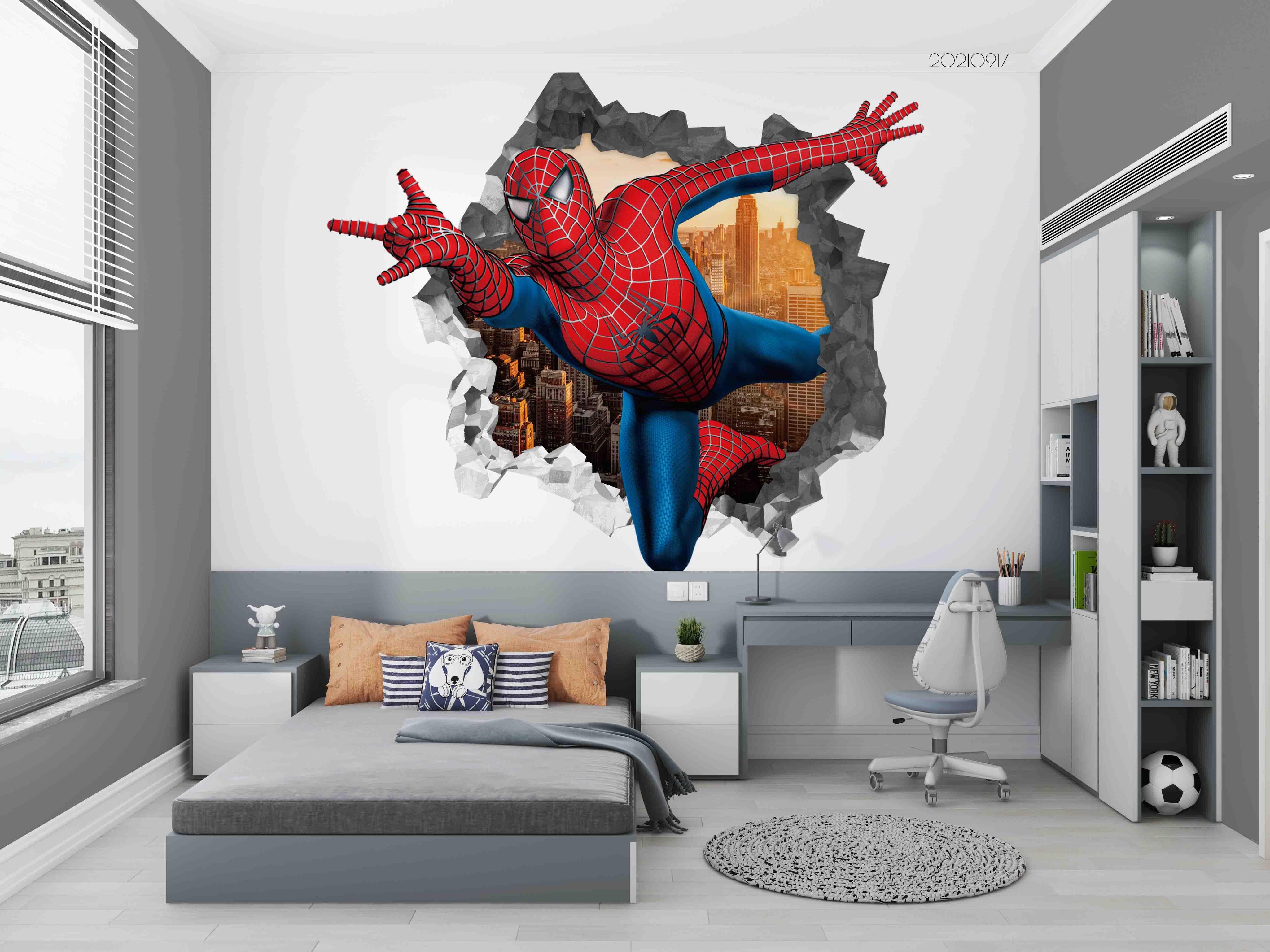 3D Broken Wall Superhero Wall Mural Wallpaper LQH 122- Jess Art Decoration