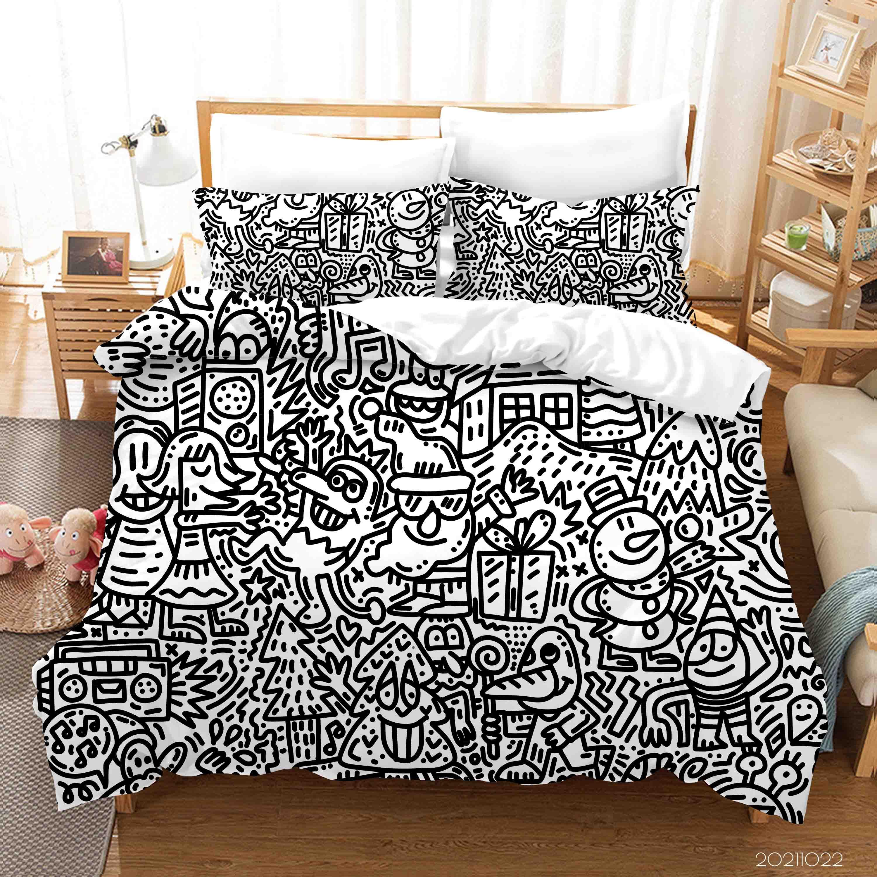 3D Art Illustration Graffiti Quilt Cover Set Bedding Set Duvet Cover Pillowcases 67- Jess Art Decoration