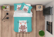 3D Cartoon Animal Cat Pattern Quilt Cover Set Bedding Set Duvet Cover Pillowcases WJ 6467- Jess Art Decoration