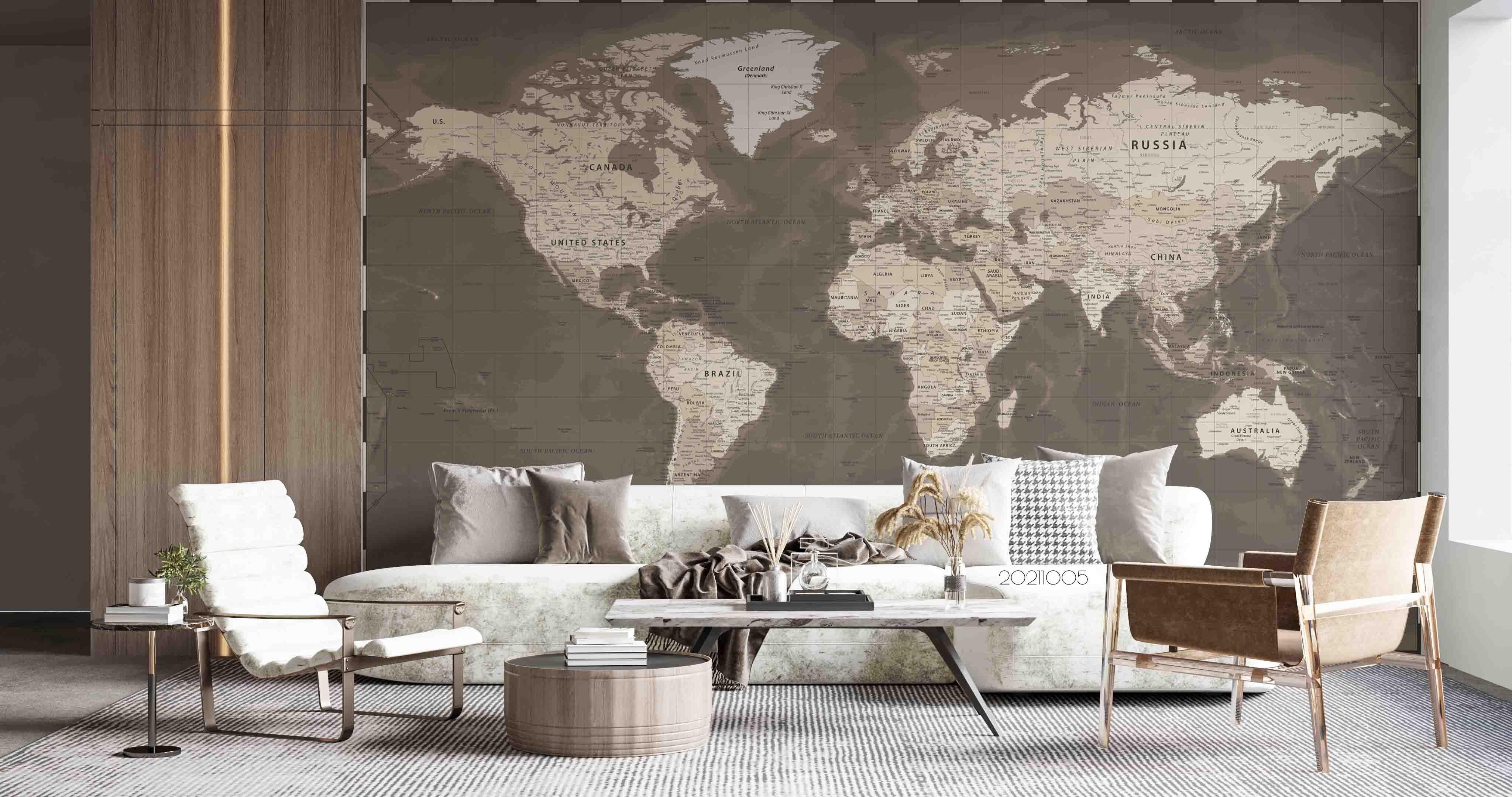 3D Grey World Map Wall Mural Wallpaper LQH 626- Jess Art Decoration