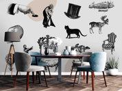 3D Vintage Hand Sketching Crown Animal Wall Mural Wallpaper LXL 564- Jess Art Decoration