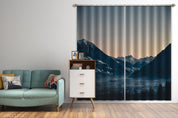 3D Mountain Snow Plant Jungle Landscape Blue Curtains and Drapes LLL 26- Jess Art Decoration