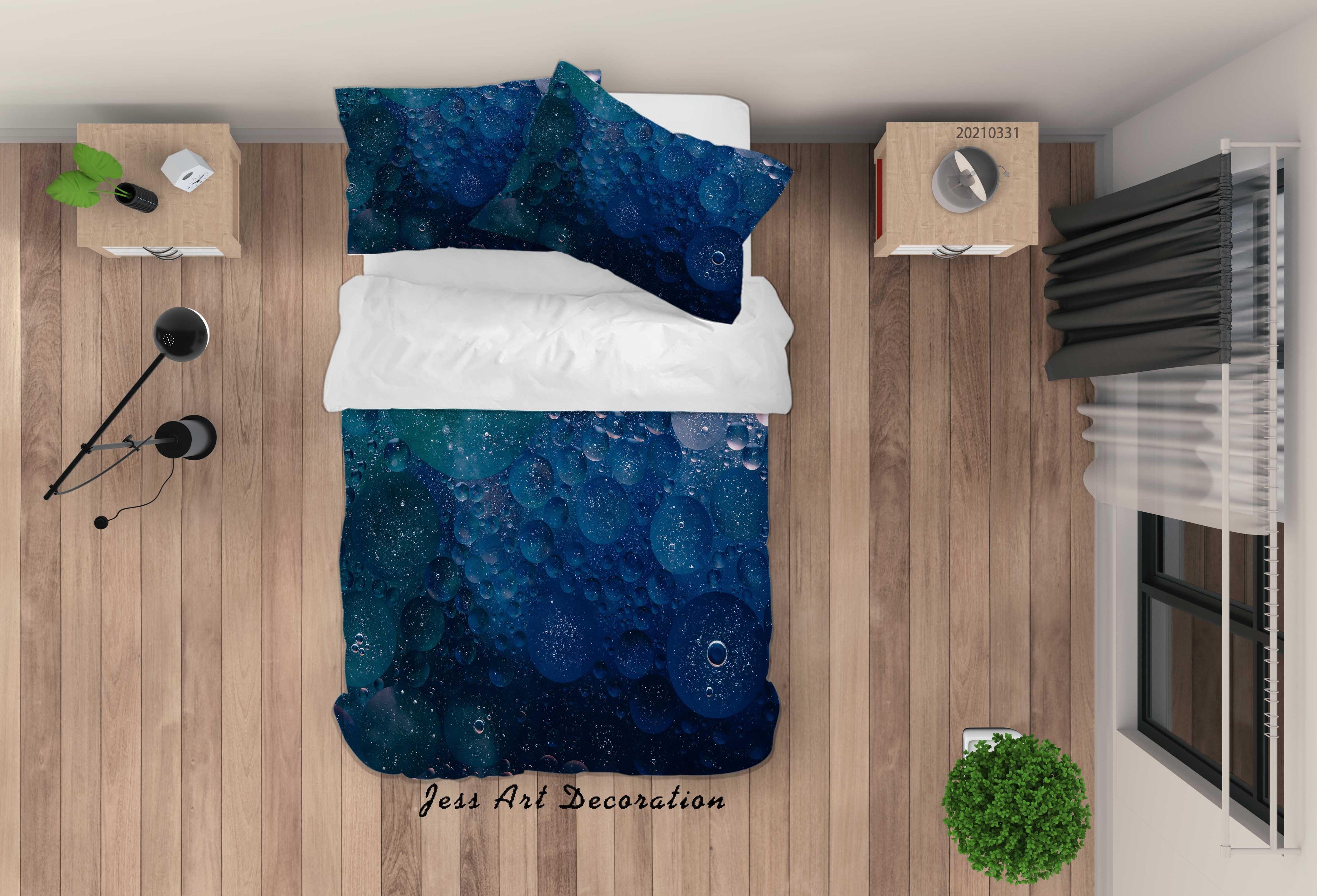 3D Abstract Blue Bubble Quilt Cover Set Bedding Set Duvet Cover Pillowcases 281- Jess Art Decoration