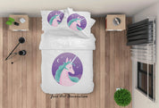3D White Unicorn Quilt Cover Set Bedding Set Duvet Cover Pillowcases SF261- Jess Art Decoration