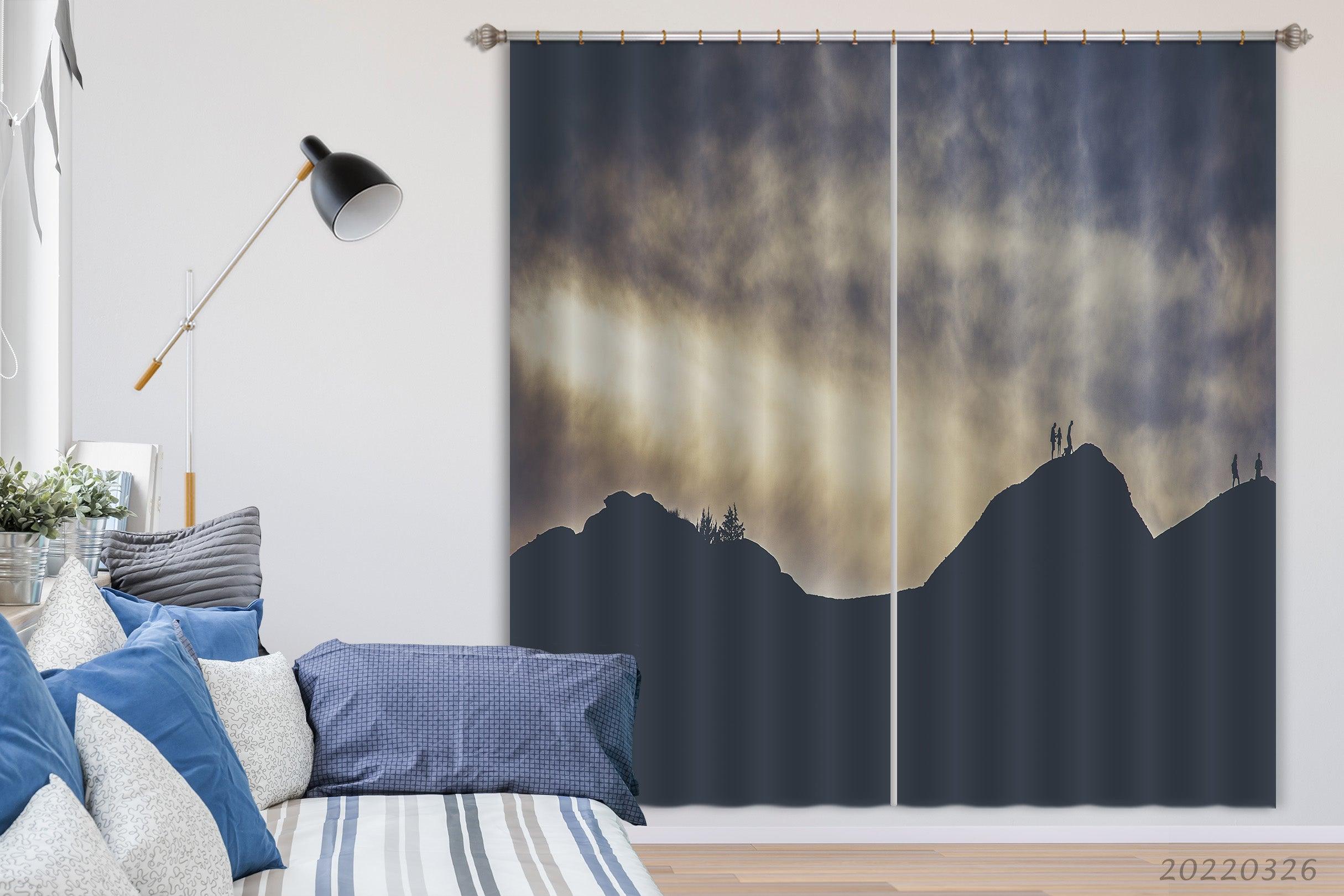 3D Landscape Mountain Peak Fog Curtains and Drapes GD 3021- Jess Art Decoration