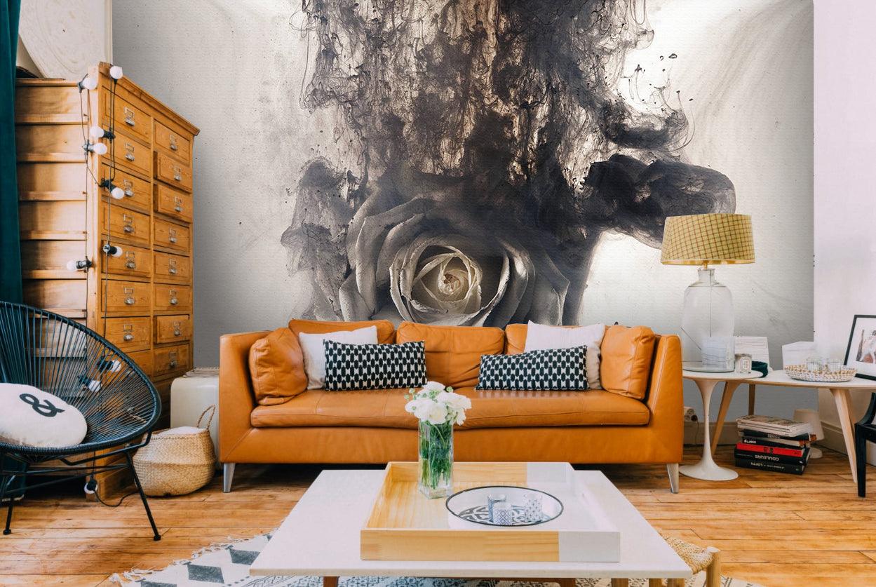 3D black ink golden rose wall mural wallpaper 43- Jess Art Decoration