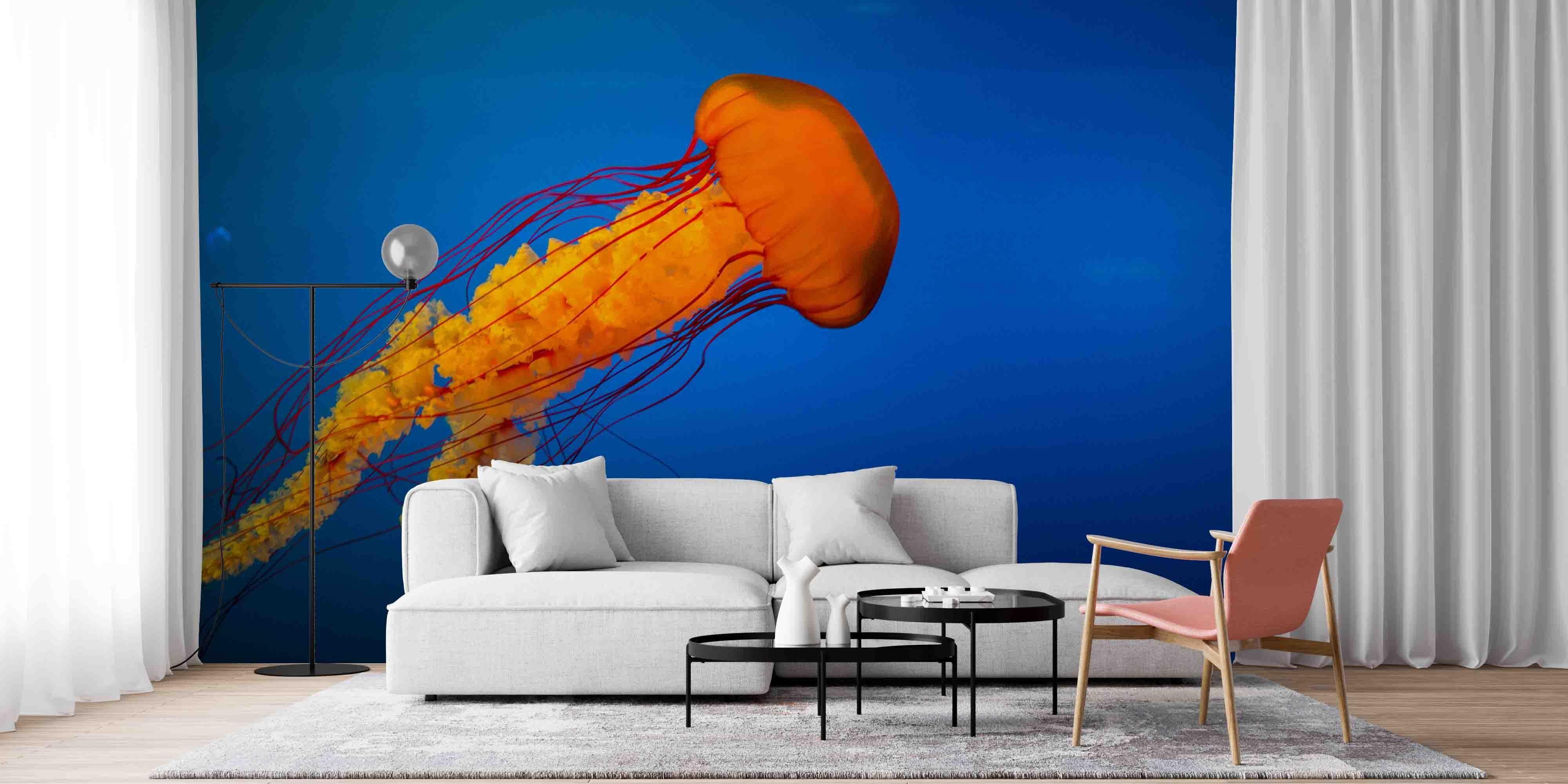 3D Blue Jellyfish Wall Mural Wallpaper SF05- Jess Art Decoration