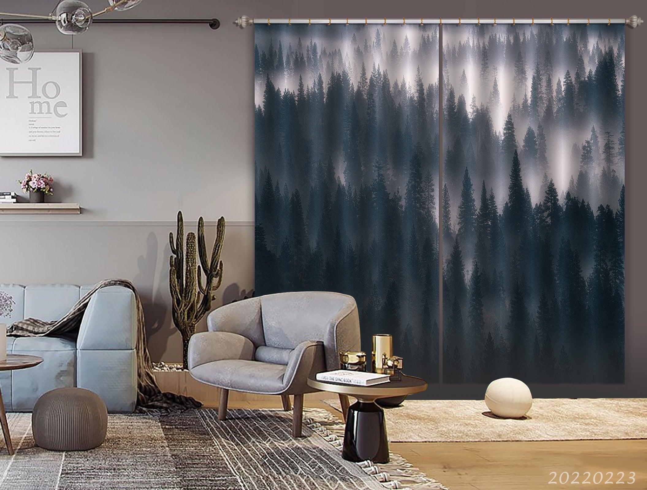 3D Woods Misty Landscape Curtains and Drapes GD 2533- Jess Art Decoration