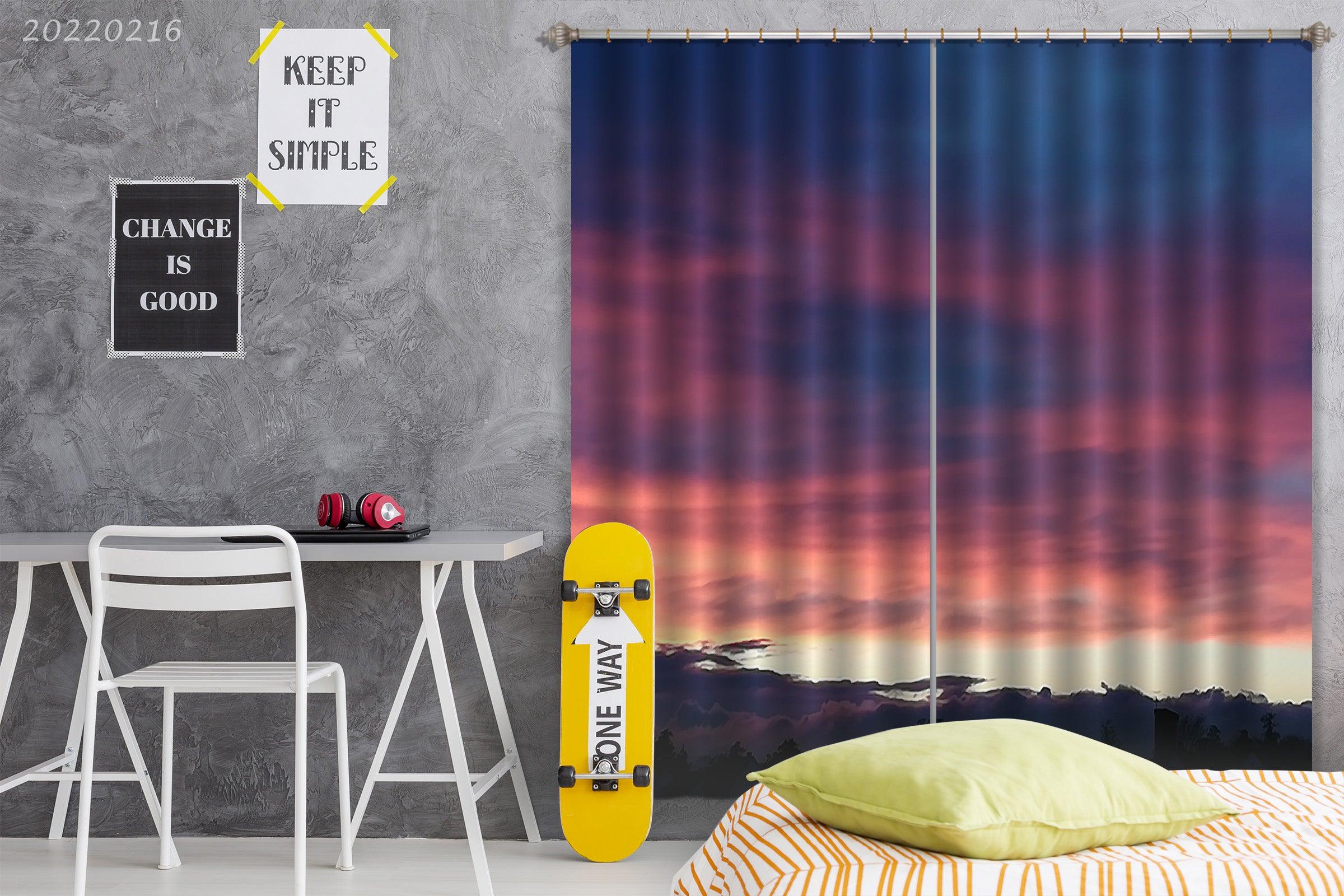 3D Woods Cumulus Colorful Sky Cloud Curtains and Drapes GD 2094- Jess Art Decoration