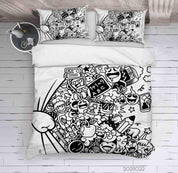 3D Cartoon Grey Monster Graffiti Quilt Cover Set Bedding Set Duvet Cover Pillowcases 46- Jess Art Decoration