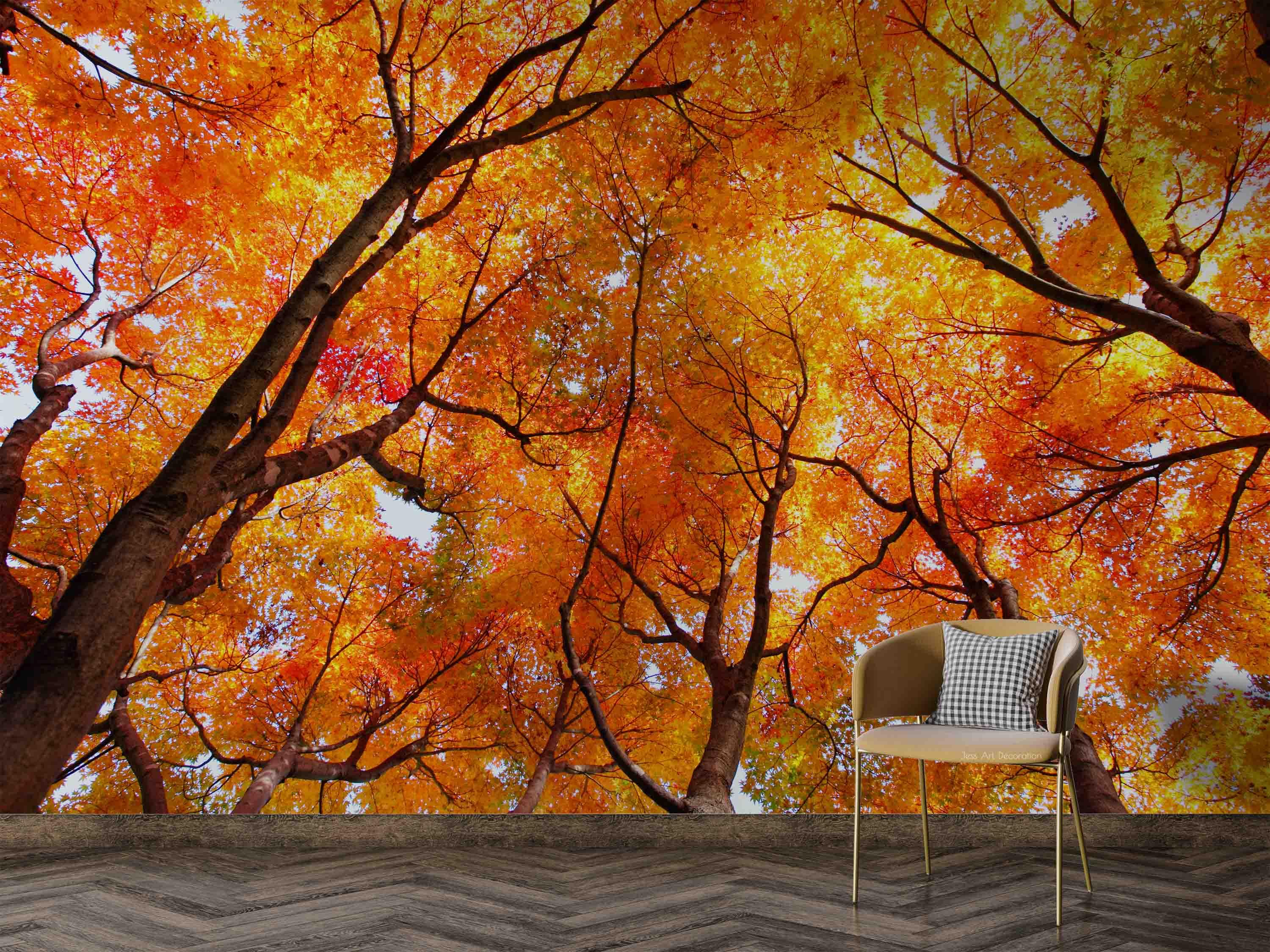 3D Natural Scenery Red Maple Leaf Tree Wall Mural Wallpaper GD 2271- Jess Art Decoration