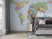 3D Color World Map Wall Mural Wallpaper LQH 84- Jess Art Decoration