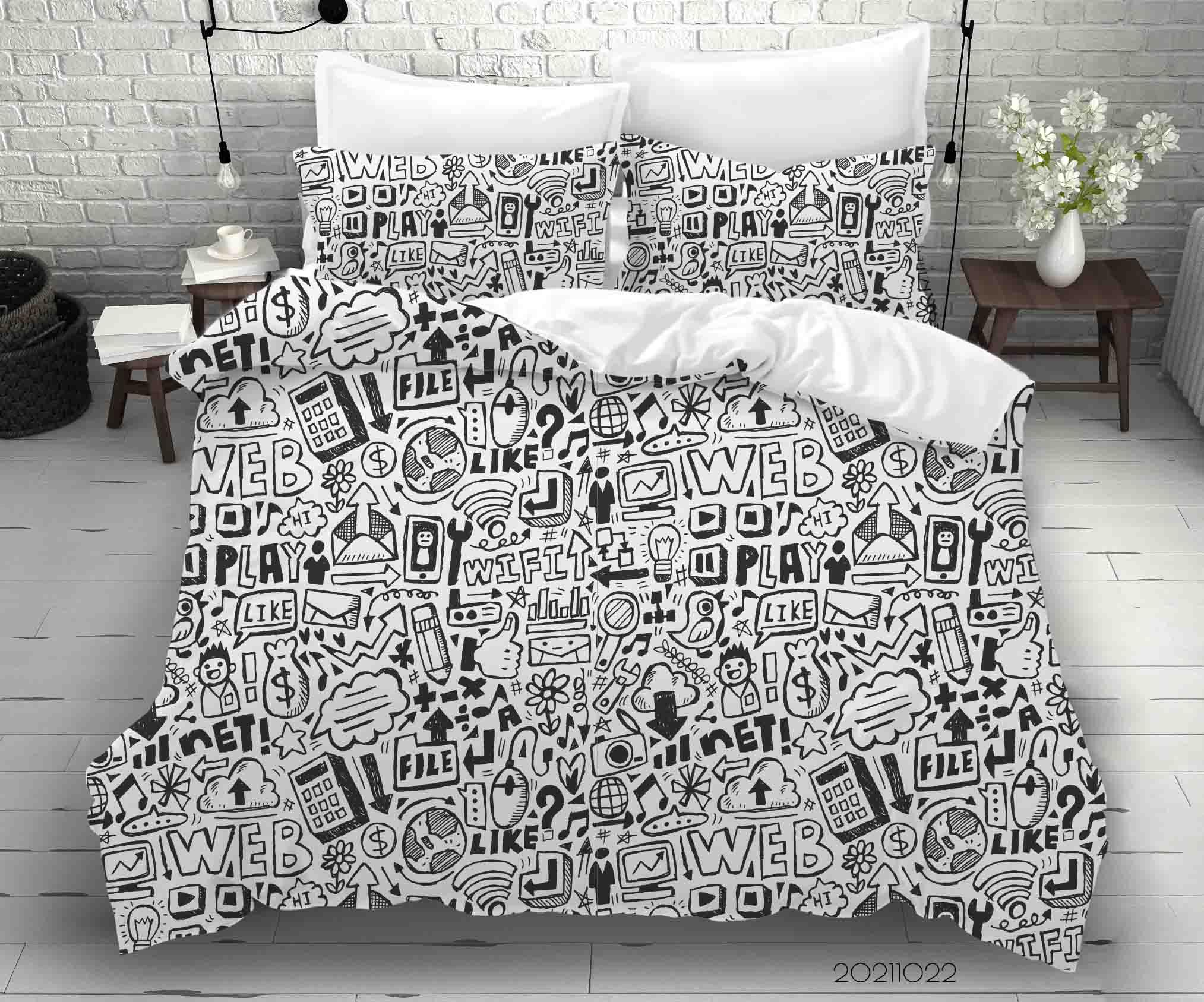 3D Abstract Art Graffiti Quilt Cover Set Bedding Set Duvet Cover Pillowcases 77- Jess Art Decoration
