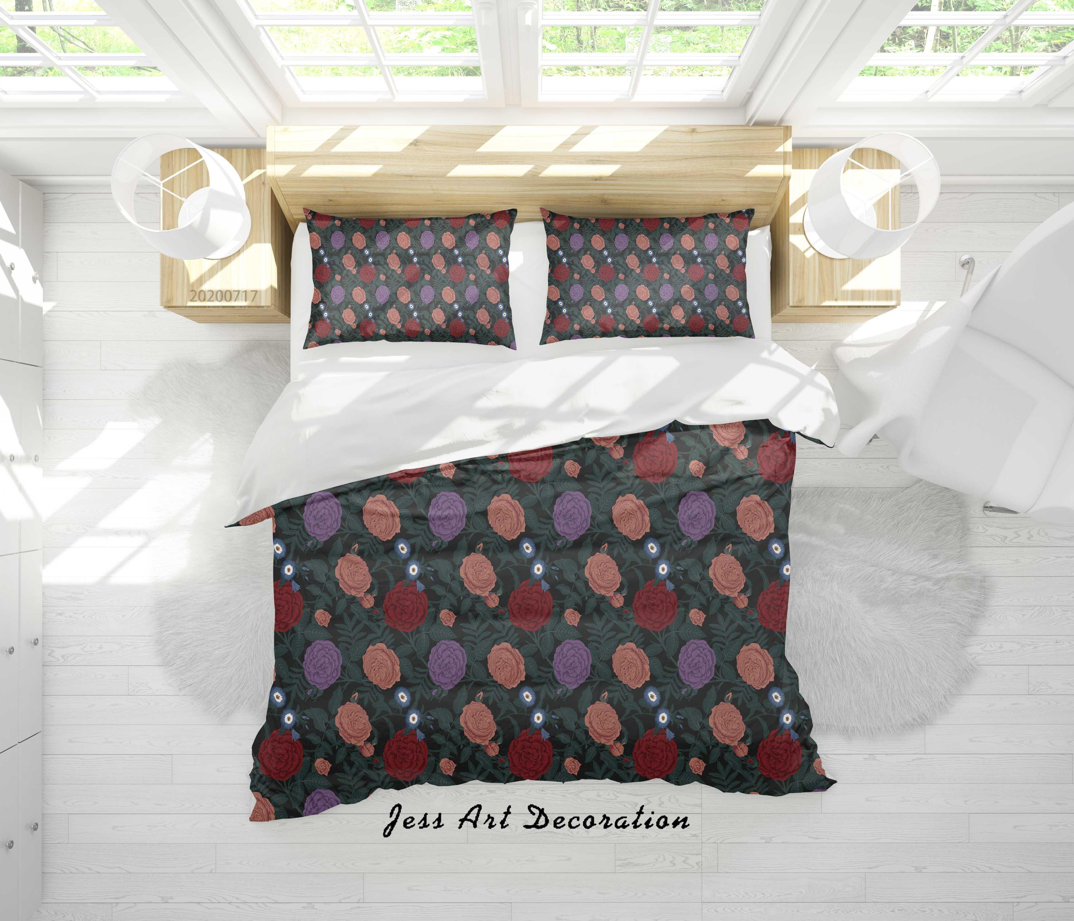 3D Vintage Floral Quilt Cover Set Bedding Set Duvet Cover Pillowcases WJ 1547- Jess Art Decoration