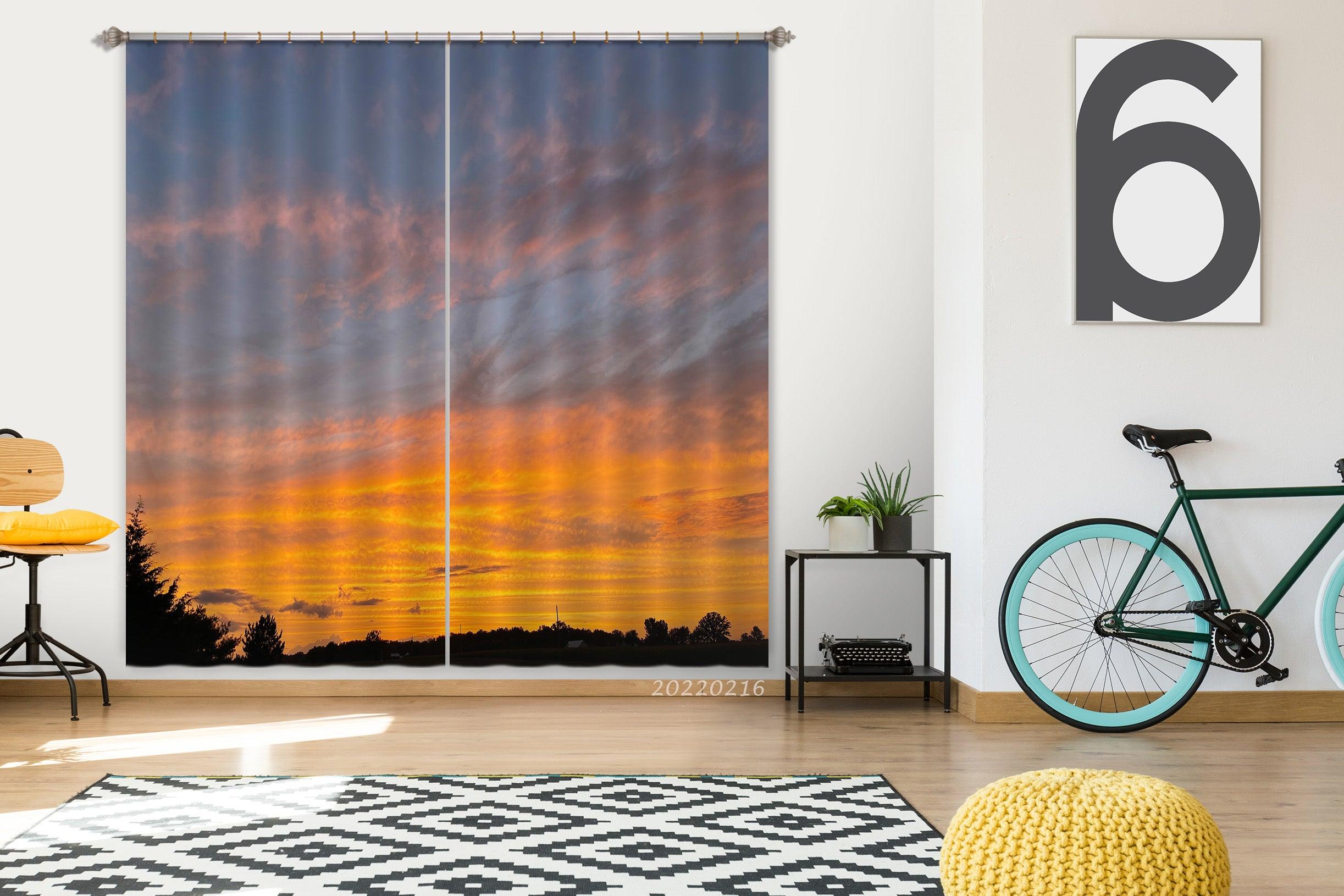 3D Woods Golden Sky Scenery Curtains and Drapes GD 1991- Jess Art Decoration