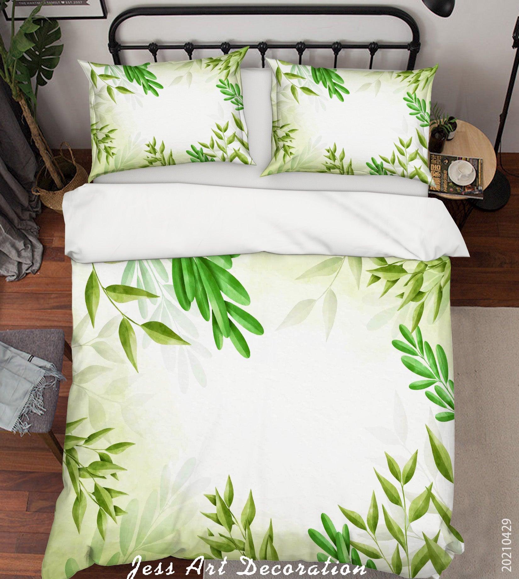 3D Hand Drawn Green Leaf Quilt Cover Set Bedding Set Duvet Cover Pillowcases 242- Jess Art Decoration