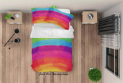 3D Watercolor Rainbow Quilt Cover Set Bedding Set Duvet Cover Pillowcases SF20- Jess Art Decoration
