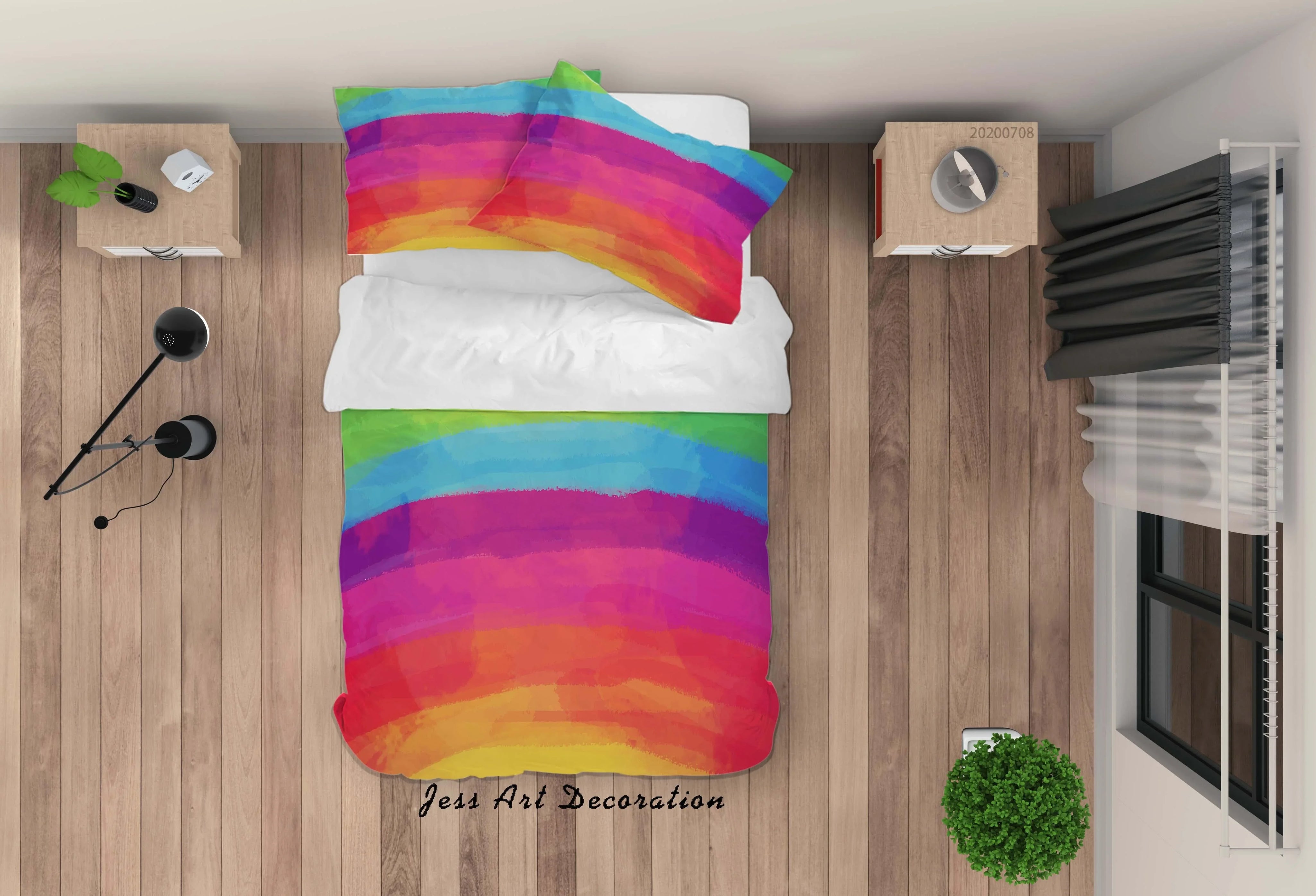 3D Watercolor Rainbow Quilt Cover Set Bedding Set Duvet Cover Pillowcases SF20- Jess Art Decoration