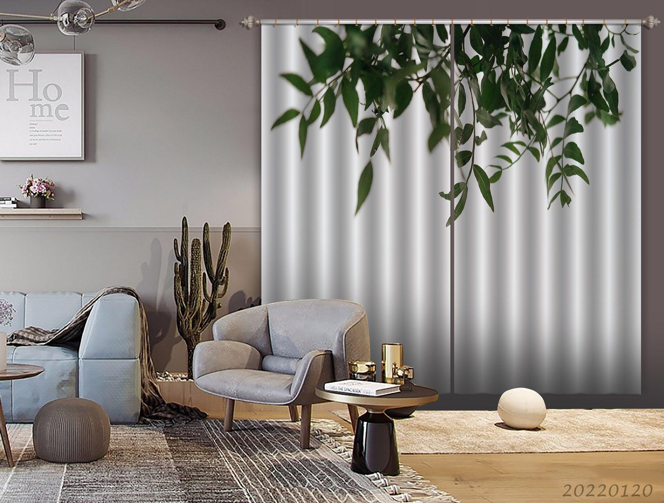 3D Green Leaf Pattern Curtains and Drapes GD 1920- Jess Art Decoration