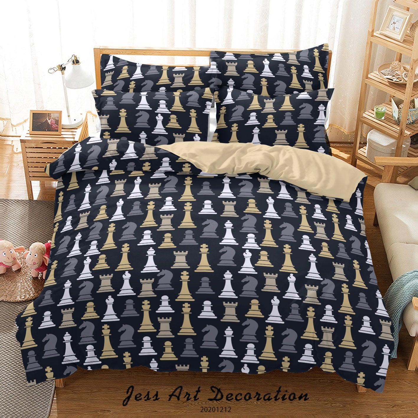 3D Vintage Chess Piece Background Quilt Cover Set Bedding Set Duvet Cover Pillowcases LXL- Jess Art Decoration