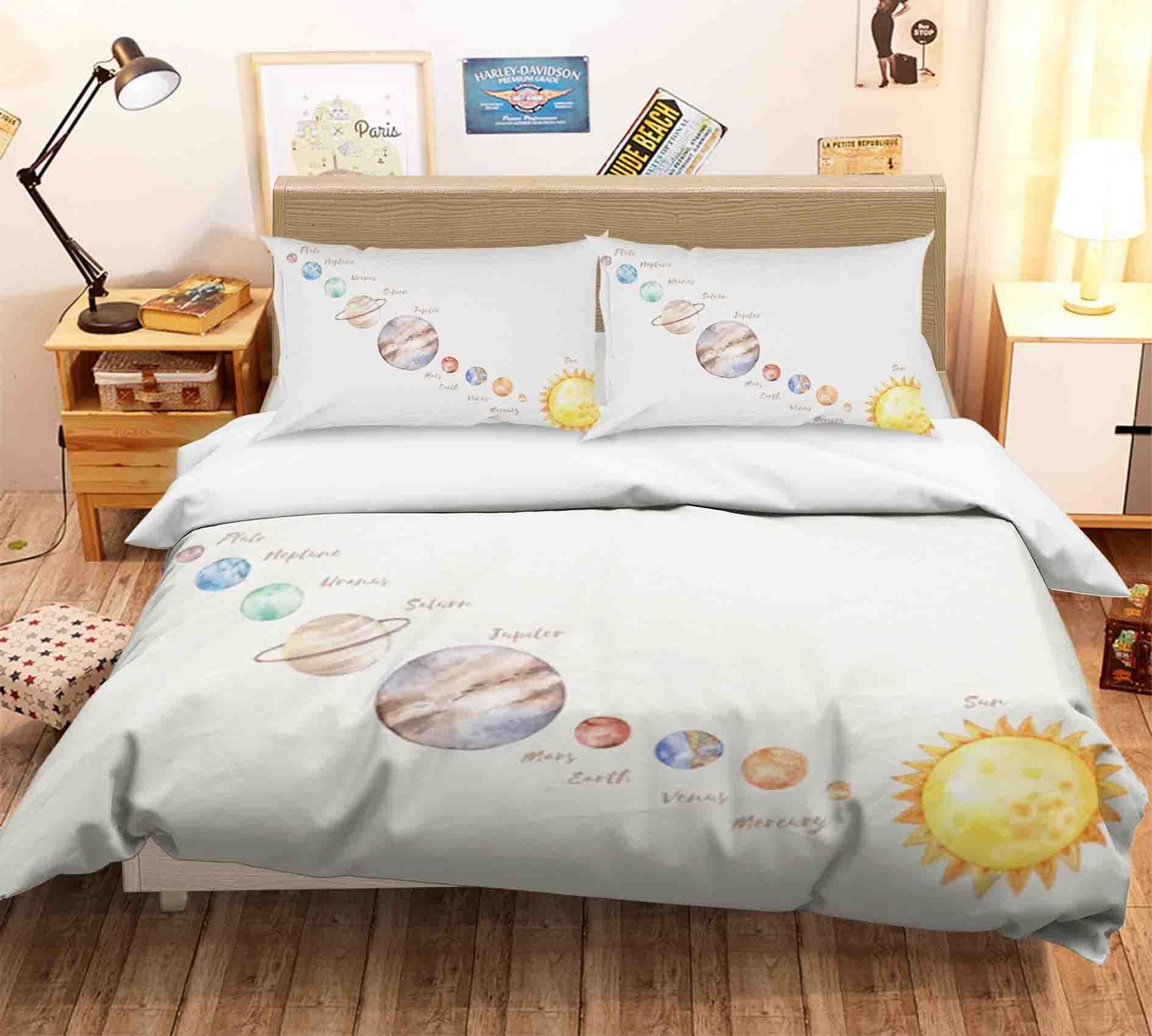 3D Sun Planet Quilt Cover Set Bedding Set Duvet Cover Pillowcases SF021- Jess Art Decoration