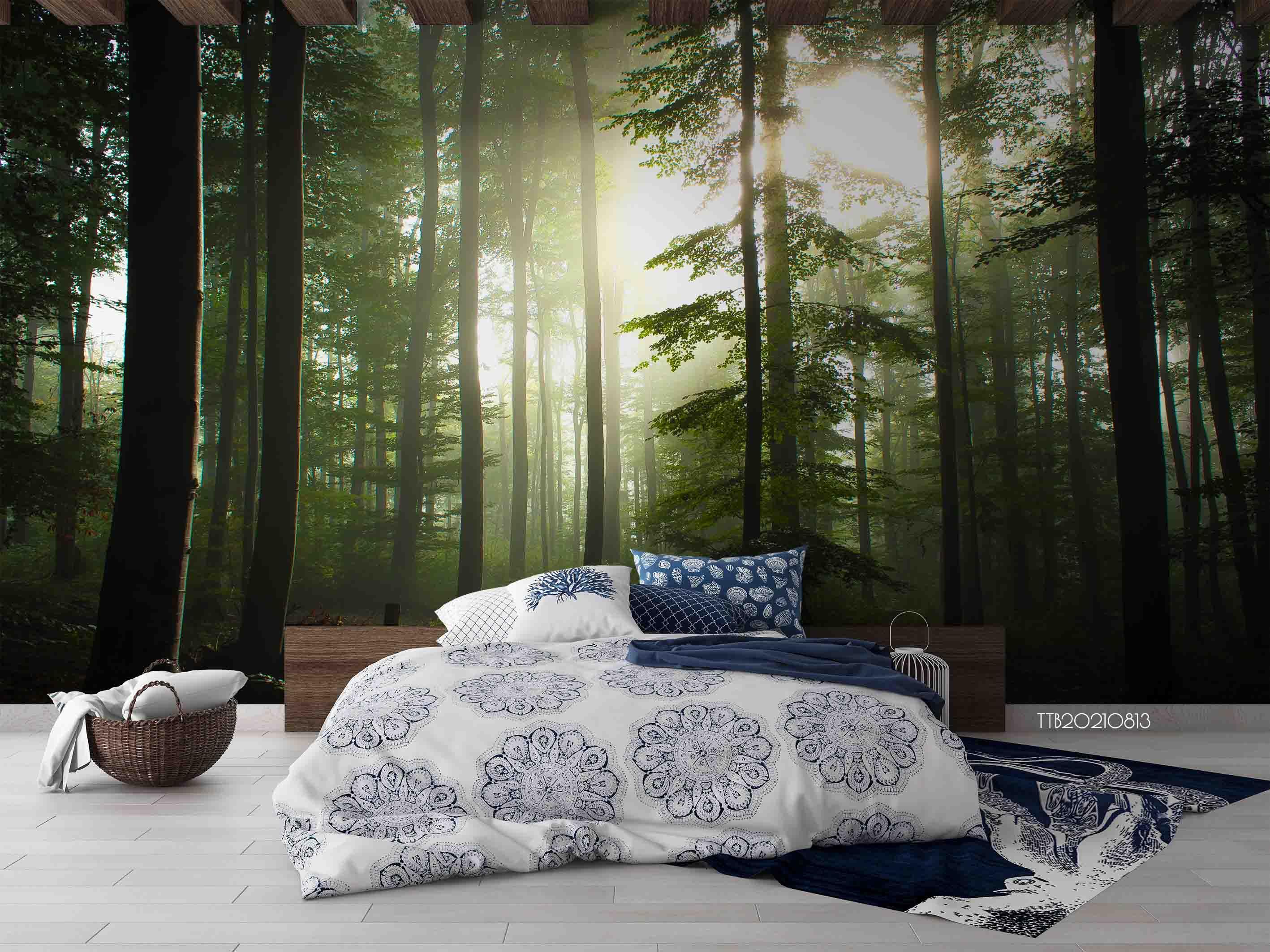 3D Pine Forest Sunshine Wall Mural WallpaperSWW5148- Jess Art Decoration