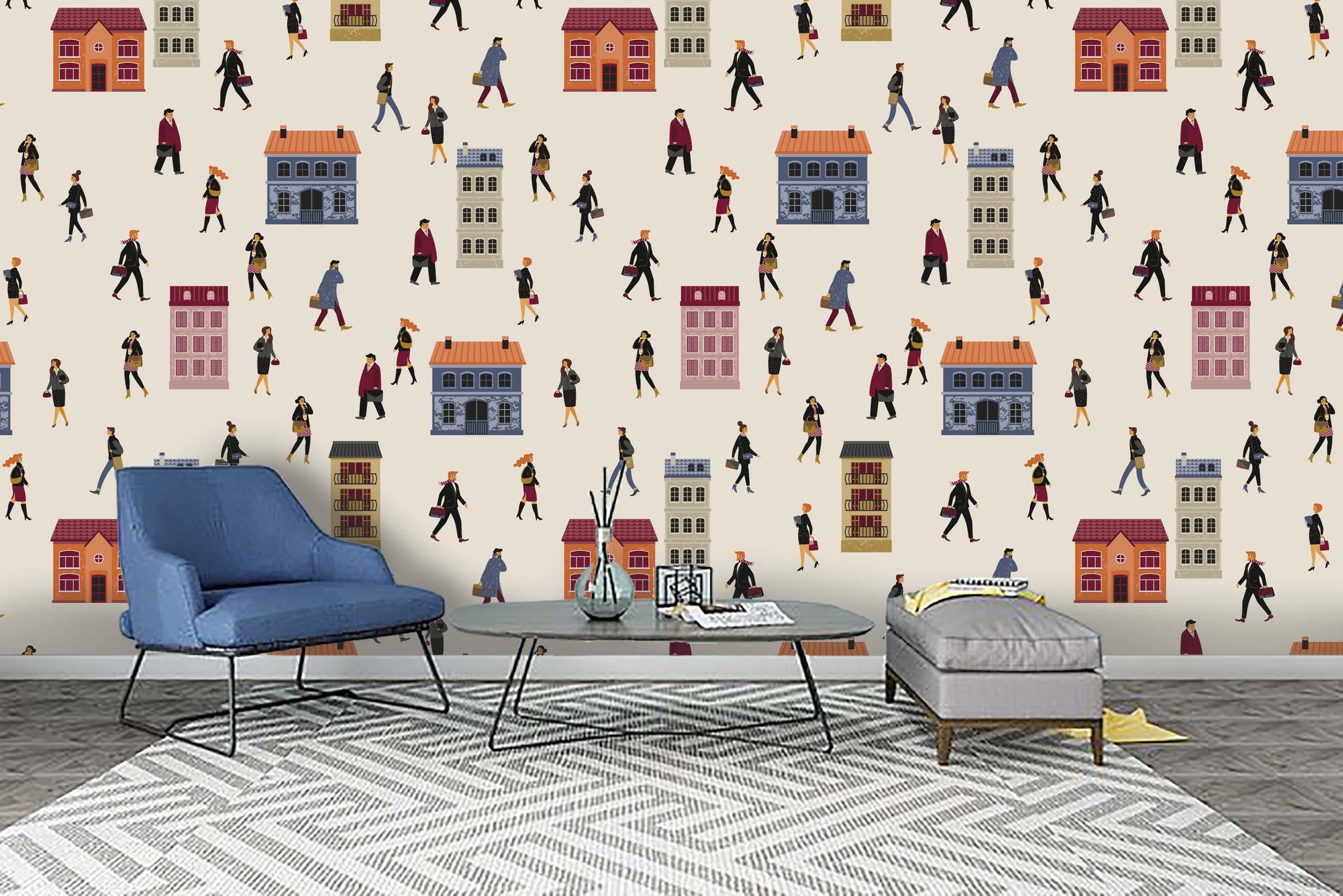 3D House Crowd Wall Mural Wallpaper 45- Jess Art Decoration