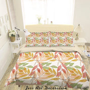 3D Colourful Plant Leaves Floral Pattern Quilt Cover Set Bedding Set Duvet Cover Pillowcases WJ 3863- Jess Art Decoration