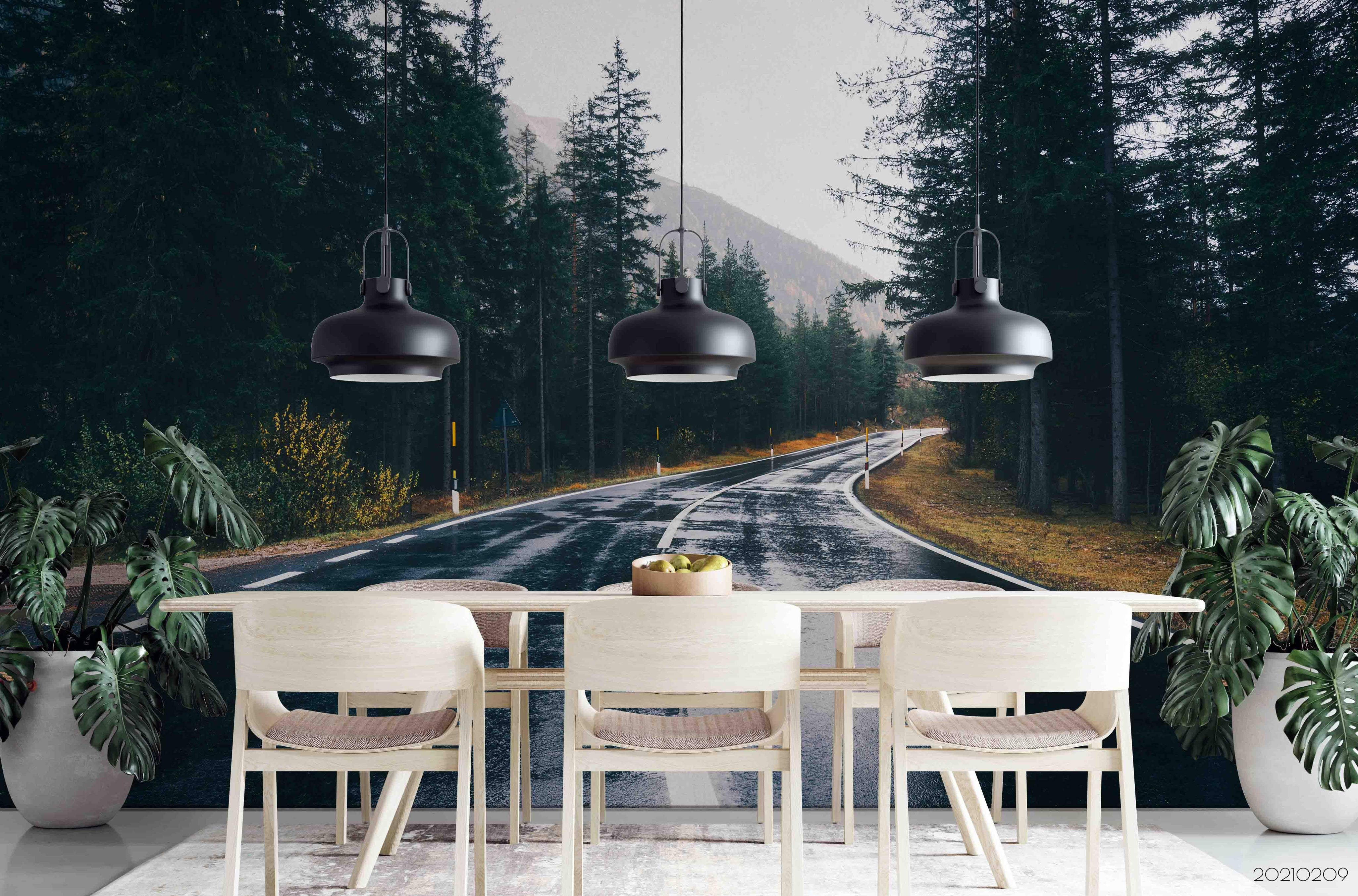 3D Road Forest Landscape Wall Mural Wallpaper LQH 224- Jess Art Decoration