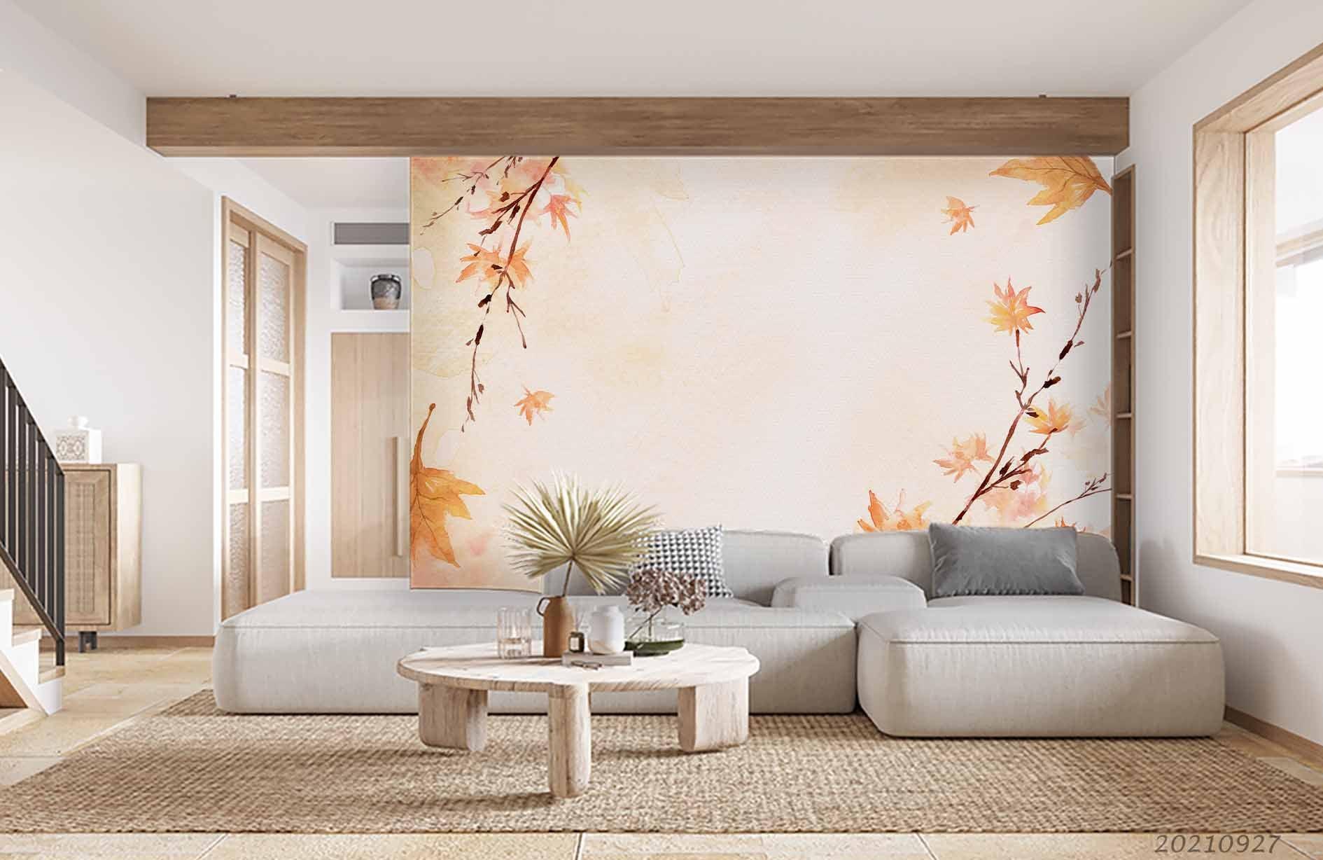 3D Autumn Maple Leaf Wall Mural Wallpaper LQH 226- Jess Art Decoration