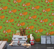 3D Cartoon Sleeping Fox Wall Mural Wallpaper LXL 651- Jess Art Decoration