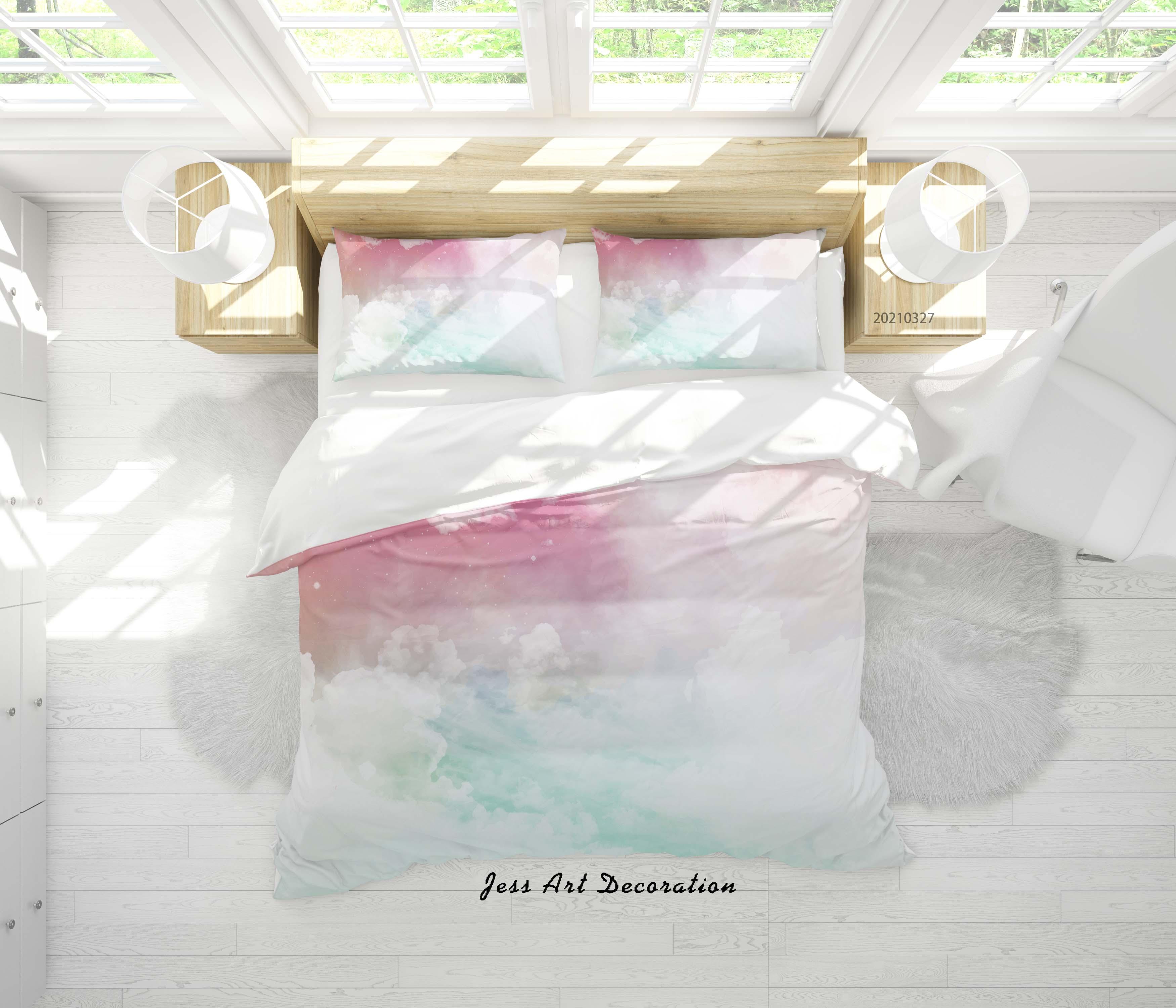 3D Watercolor Sky Cloud Quilt Cover Set Bedding Set Duvet Cover Pillowcases 61- Jess Art Decoration