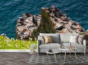 3D Sea Rock Seabirds Wall Mural Wallpaper SWW1676- Jess Art Decoration