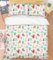 3D Hand Drawn Animal Forest Color Quilt Cover Set Bedding Set Duvet Cover Pillowcases 51- Jess Art Decoration
