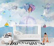 3D Sailing Balloon Sea sailing balloon sea nursery mural wall mural wallpaper for nursery - view 3