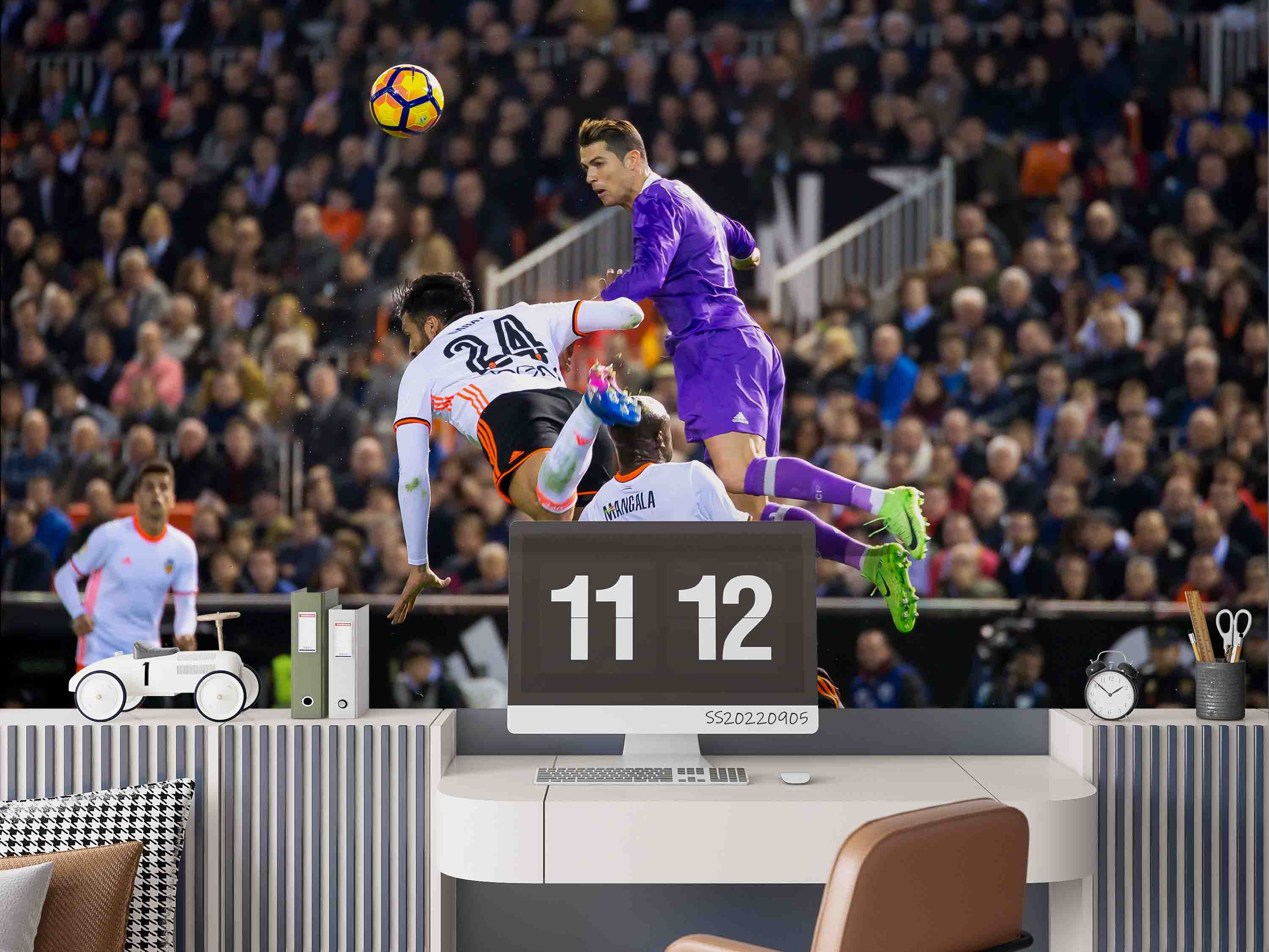 3D Stadium Football Player Spectators Wall Mural Wallpaper GD 2634- Jess Art Decoration