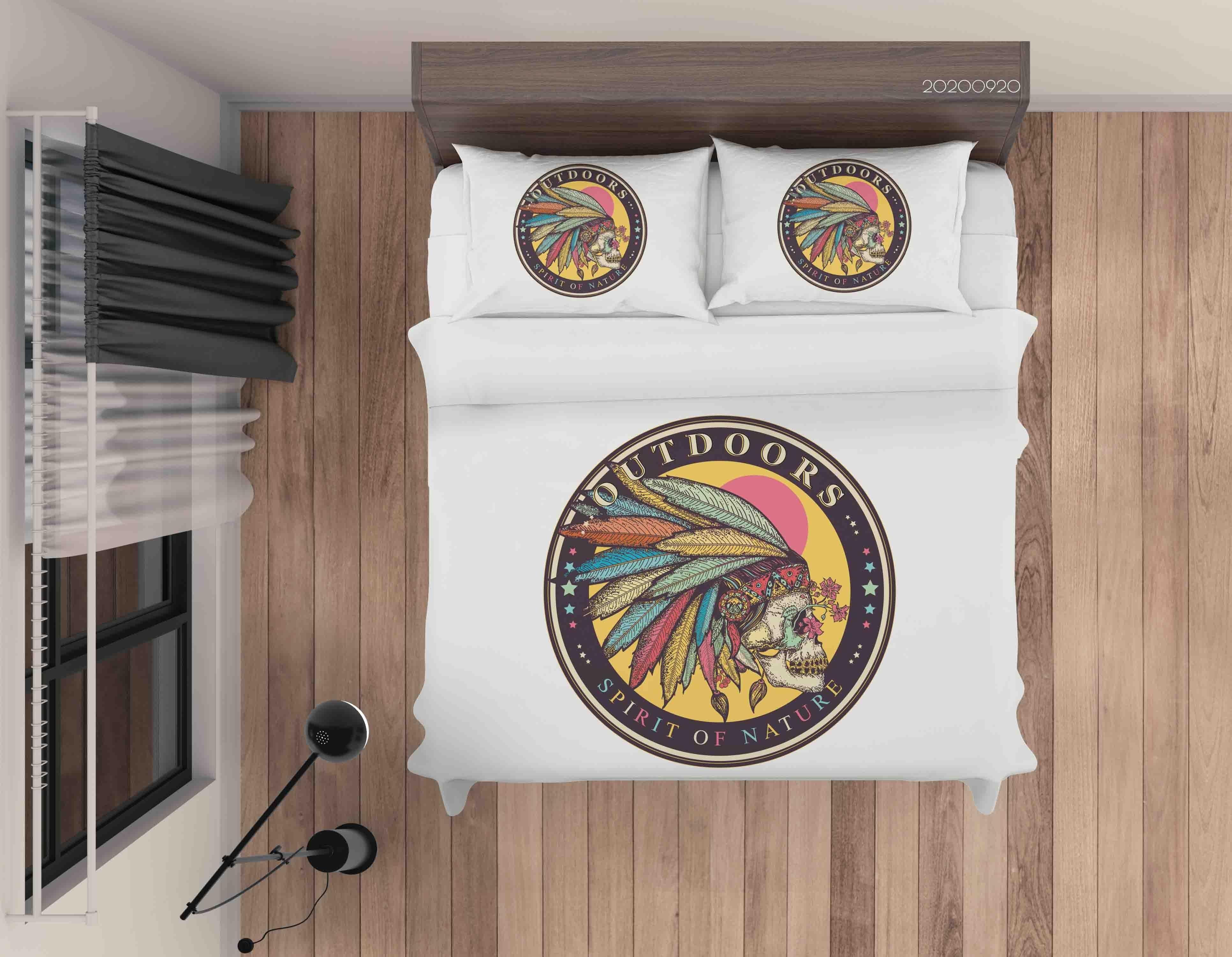3D Native American Indian Skull Tattoo Quilt Cover Set Bedding Set Duvet Cover Pillowcases WJ 9203- Jess Art Decoration