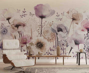 3D Purple Poppy Butterfly Watercolor Wall Mural Wallpaper GD 2808- Jess Art Decoration