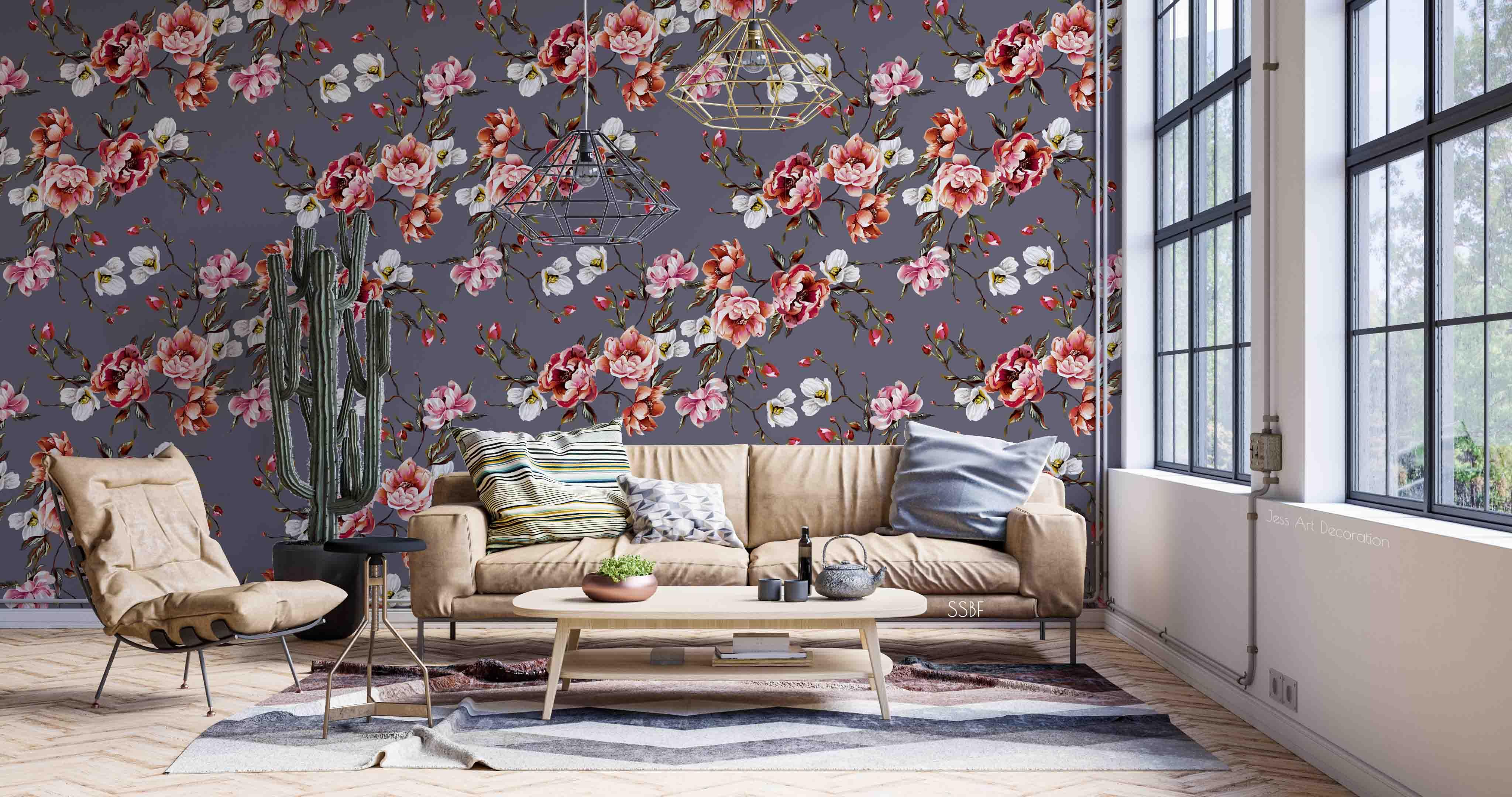 3D Vintage Baroque Art Blooming Pink Peony Background Wall Mural Wallpaper GD 3575- Jess Art Decoration