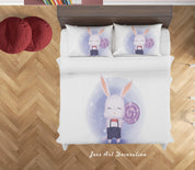 3D White Purple Rabbit Lollipop Quilt Cover Set Bedding Set Duvet Cover Pillowcases SF49- Jess Art Decoration