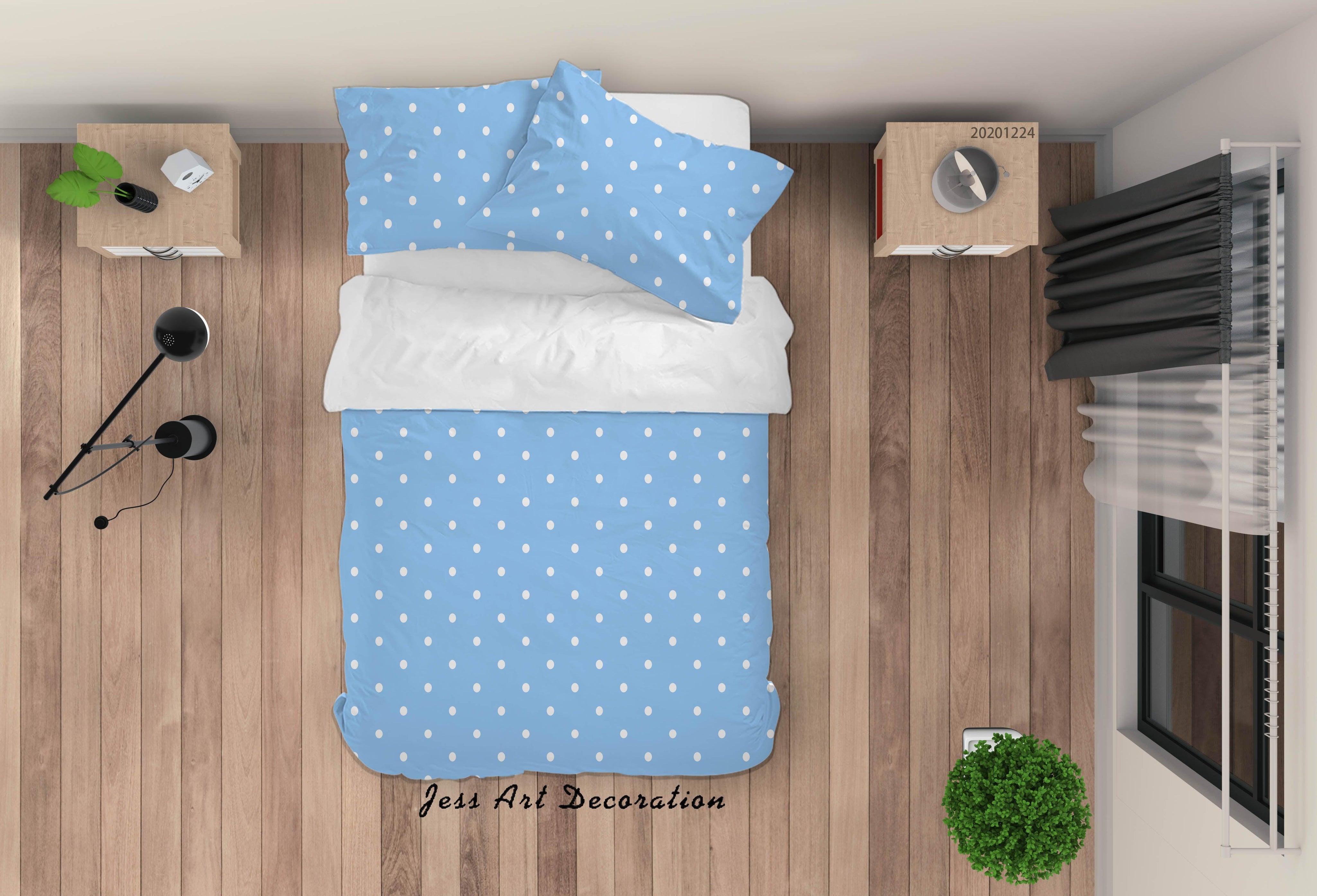 3D Abstract Blue Geometric Dot Quilt Cover Set Bedding Set Duvet Cover Pillowcases 111 LQH- Jess Art Decoration