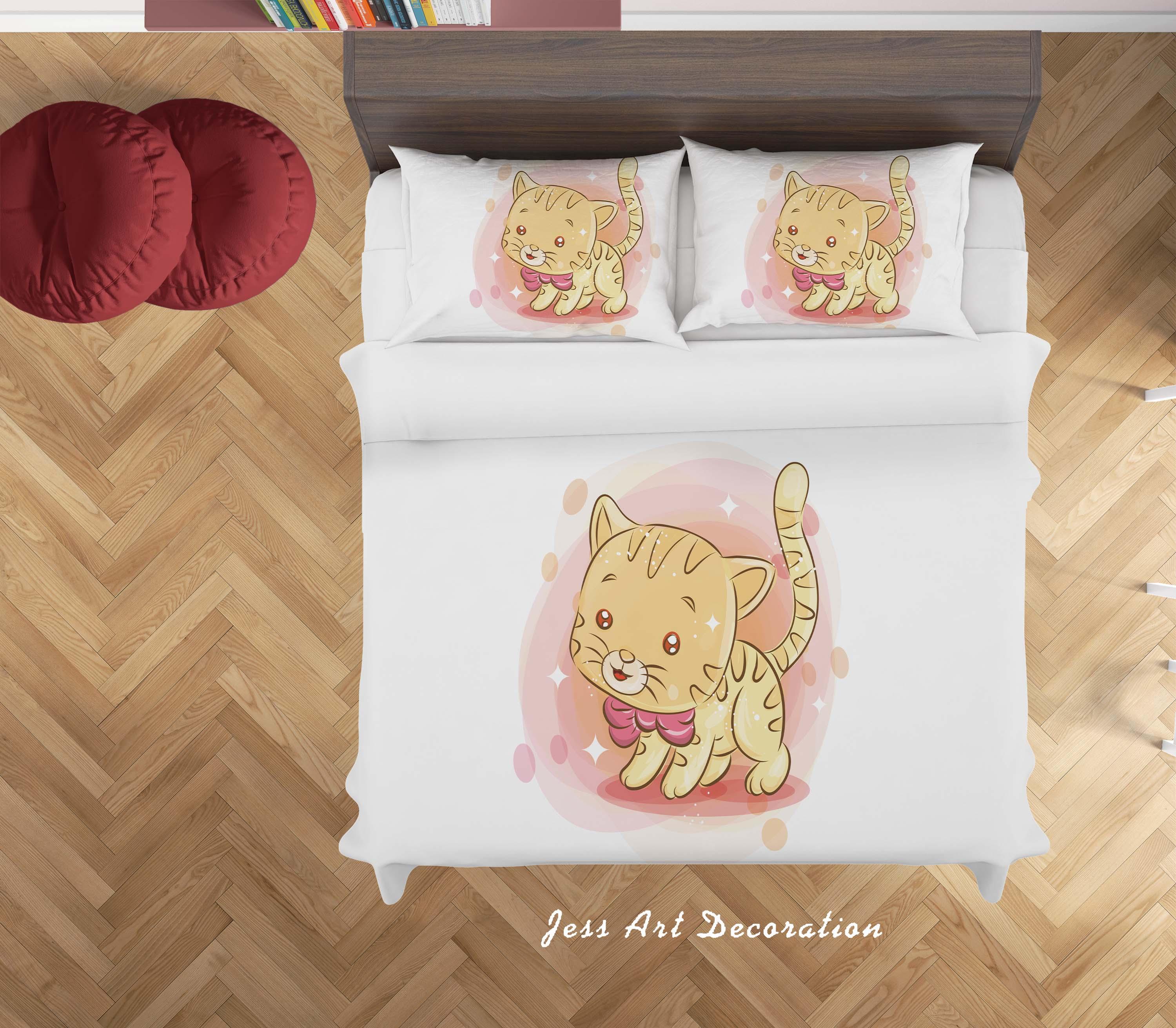 3D White Cat Kitty Quilt Cover Set Bedding Set Duvet Cover Pillowcases SF58- Jess Art Decoration