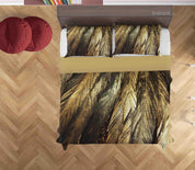 3D Hand Drawn Golden Feather Quilt Cover Set Bedding Set Duvet Cover Pillowcases 281- Jess Art Decoration